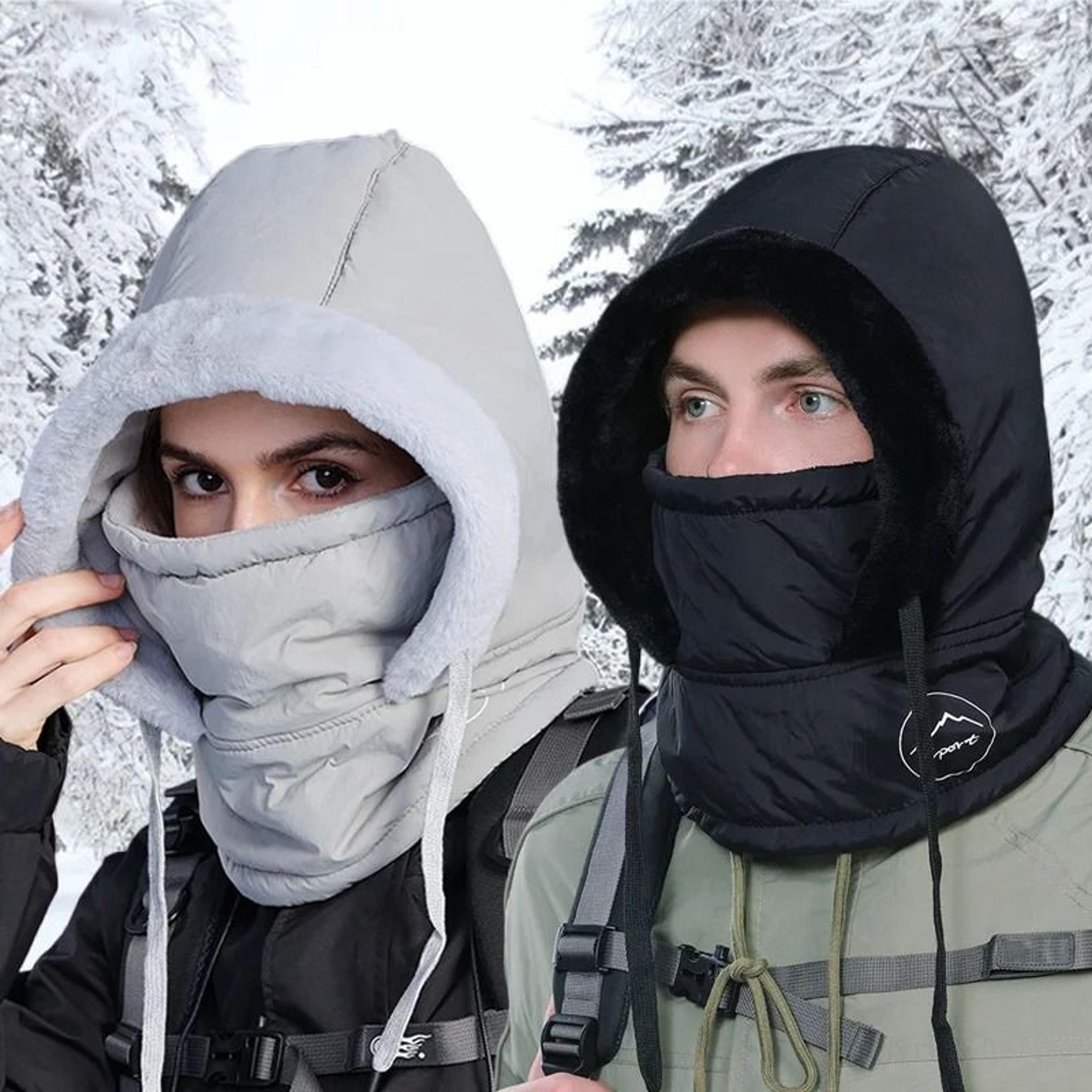 Unisex Plush Balaclava Hat Winter Warm Neck Scarf With Face Mask For Outdoor Sports 2