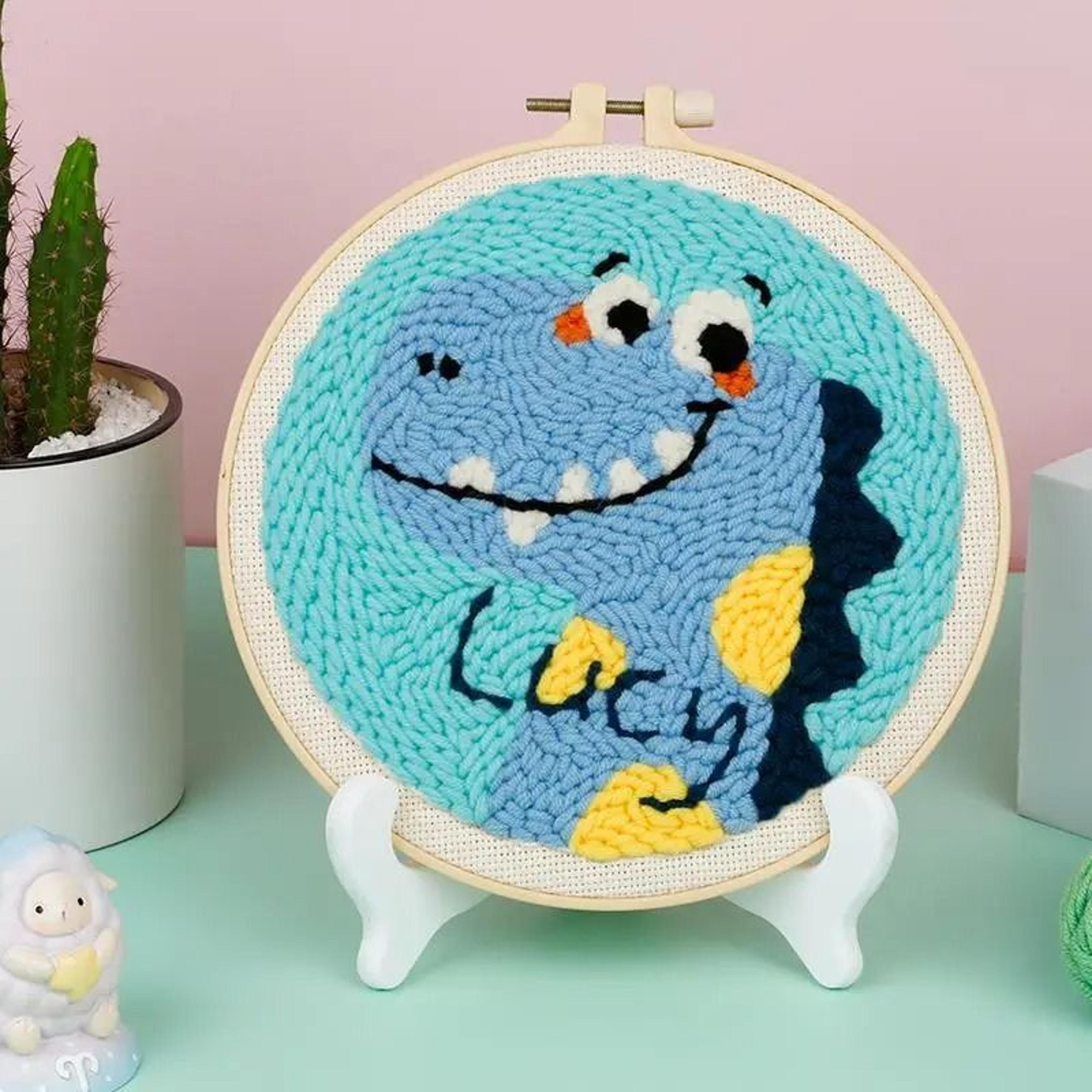 DIY Punch Needle Kit For Beginners Animal Embroidery Starter Craft Set With Hoop 10