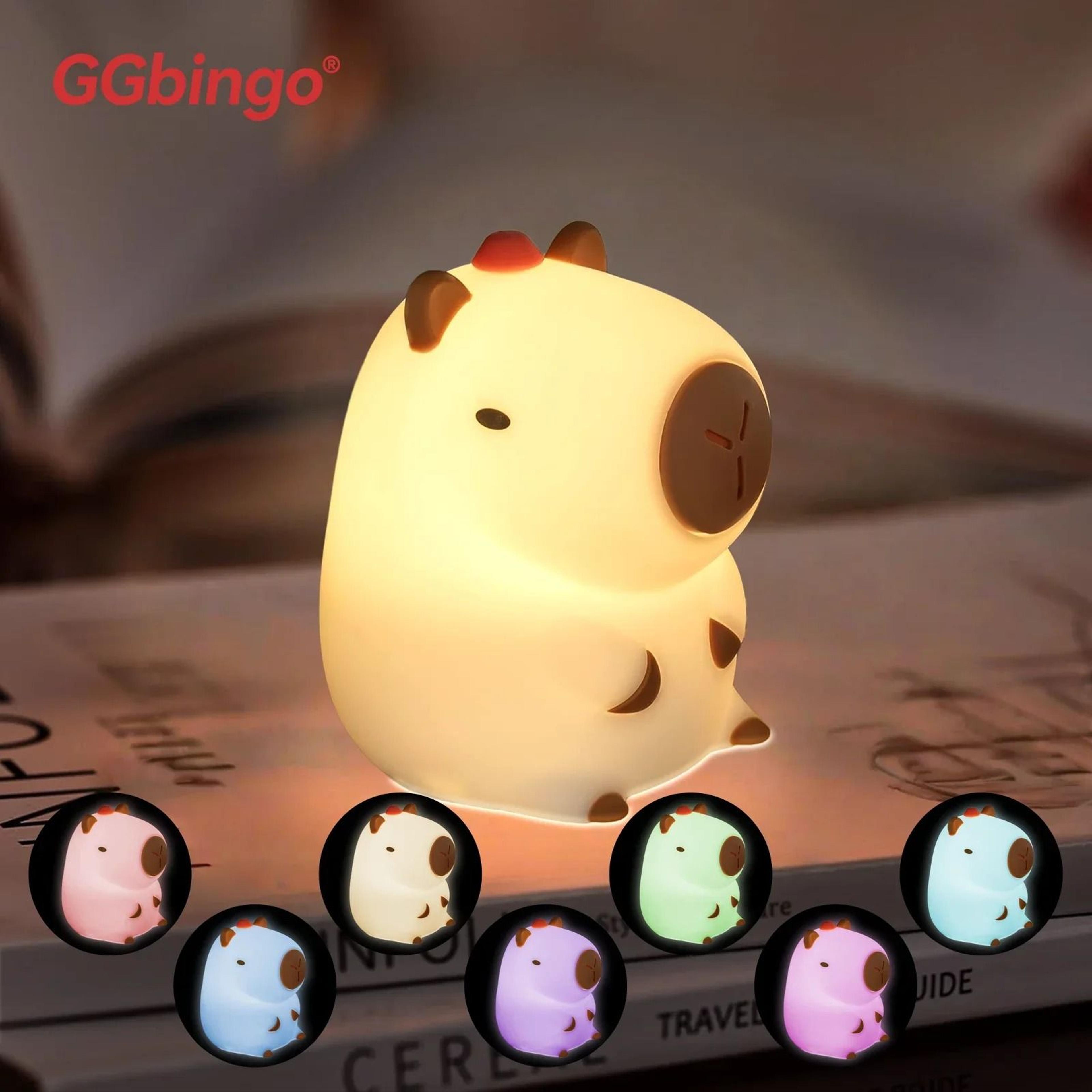 Cute Capybara Night Light Rechargeable Silicone Touch Lamp Dimmable Nursery Light For Kids 0