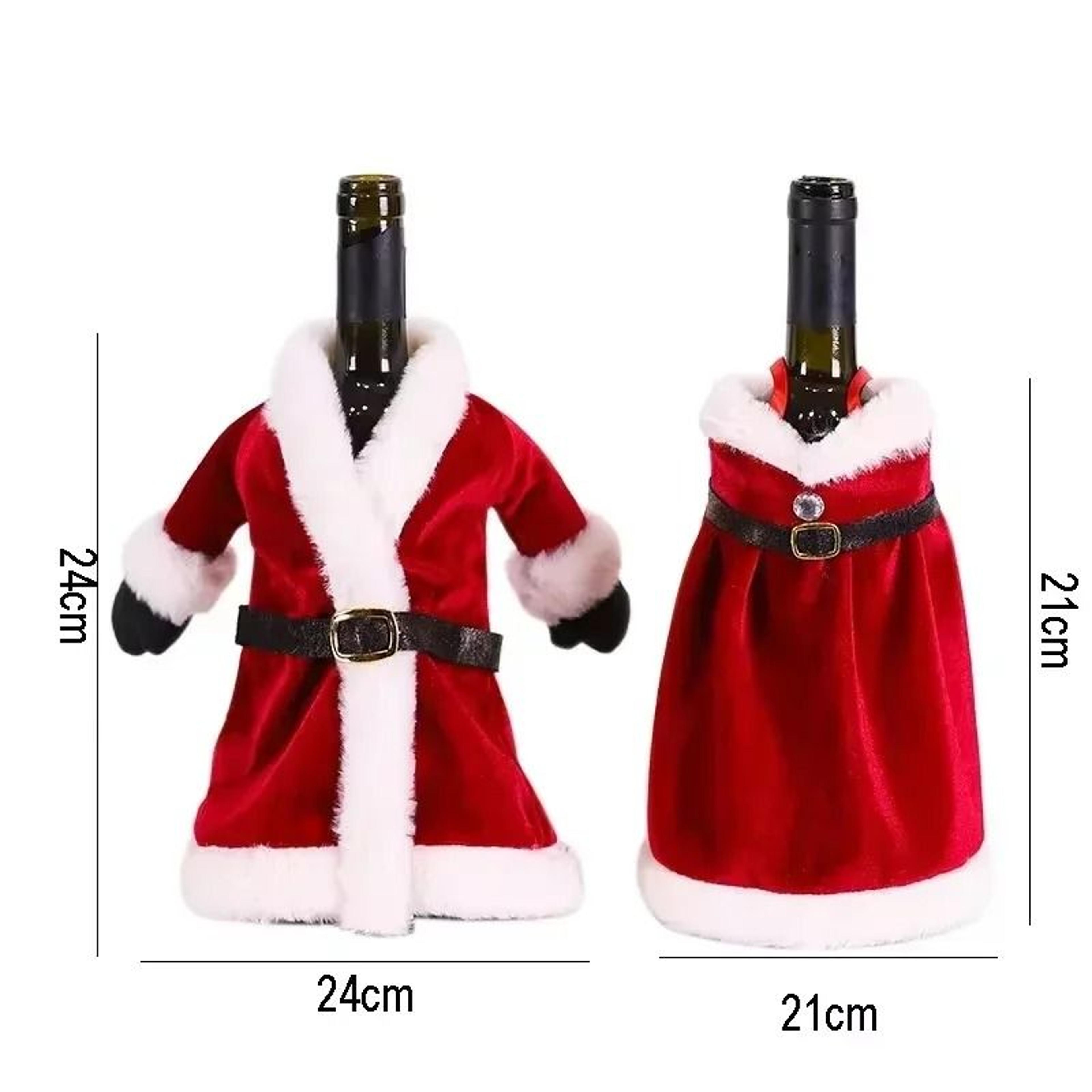 Creative Christmas Wine Bottle Dress Set Golden Velvet Santa Snowman Bottle Covers Holiday Table De 5