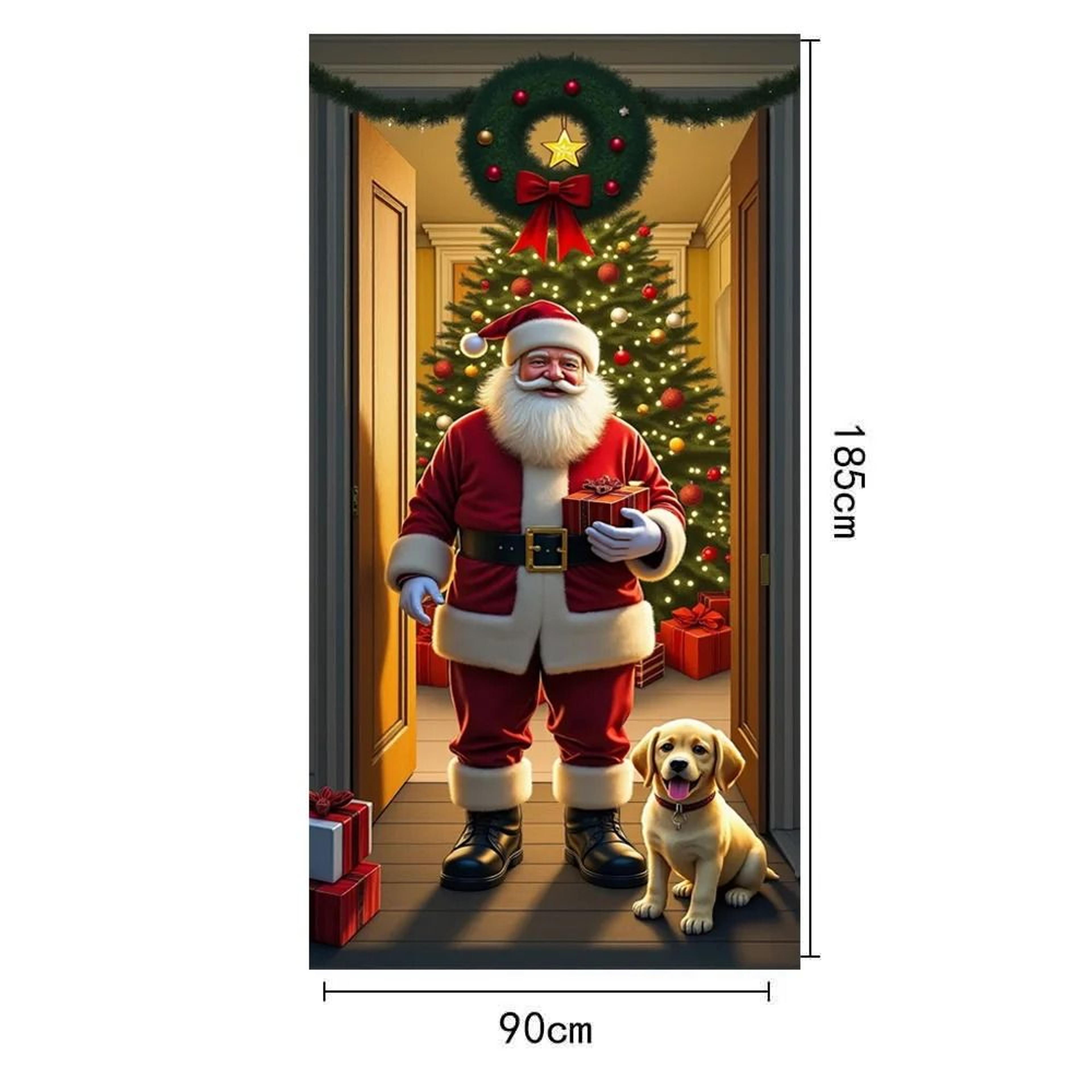 Santa Claus Christmas Door Cover Festive Holiday Hanging Decoration 4