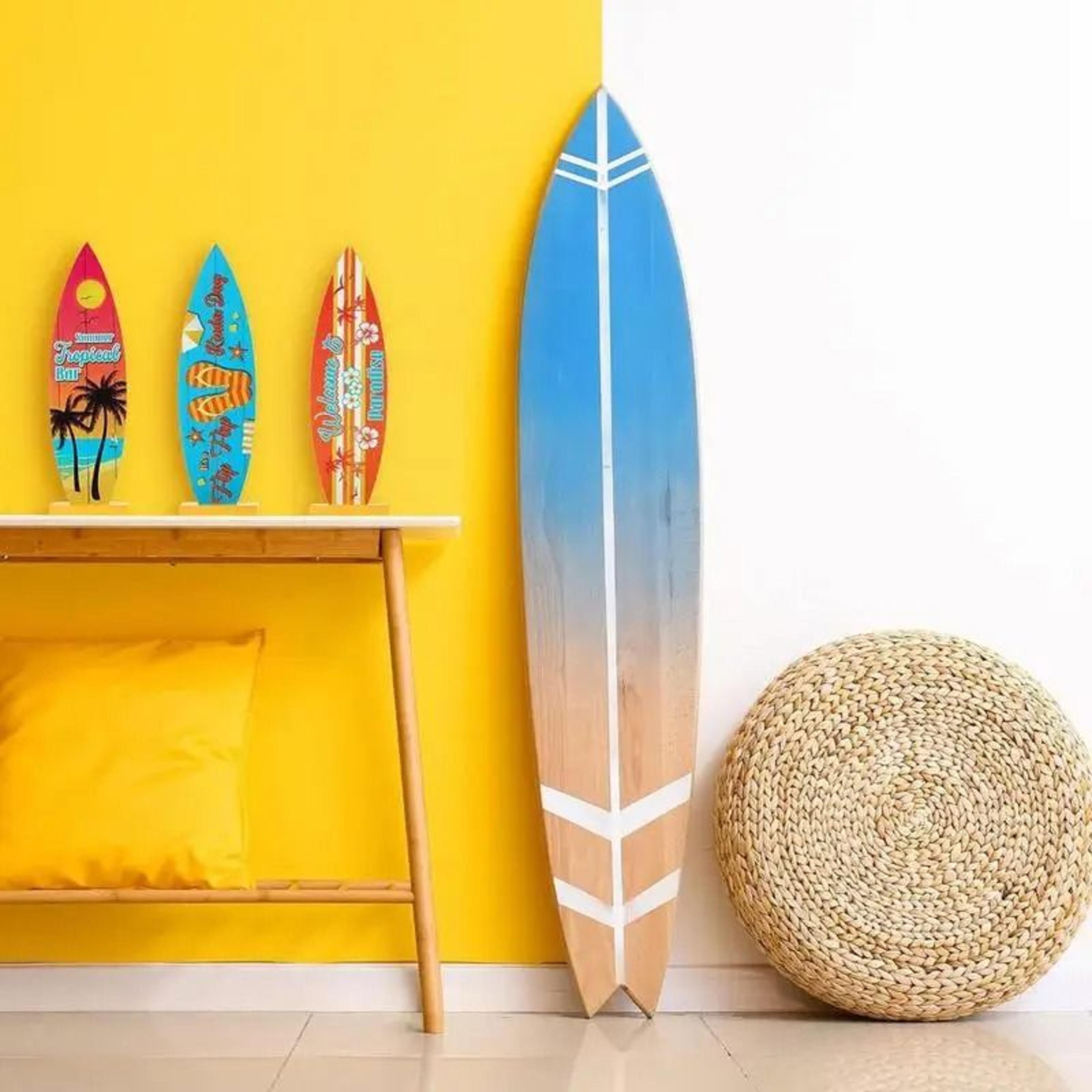 Wooden Surfboard Decor Summer Beach Ocean Theme Ornament 2