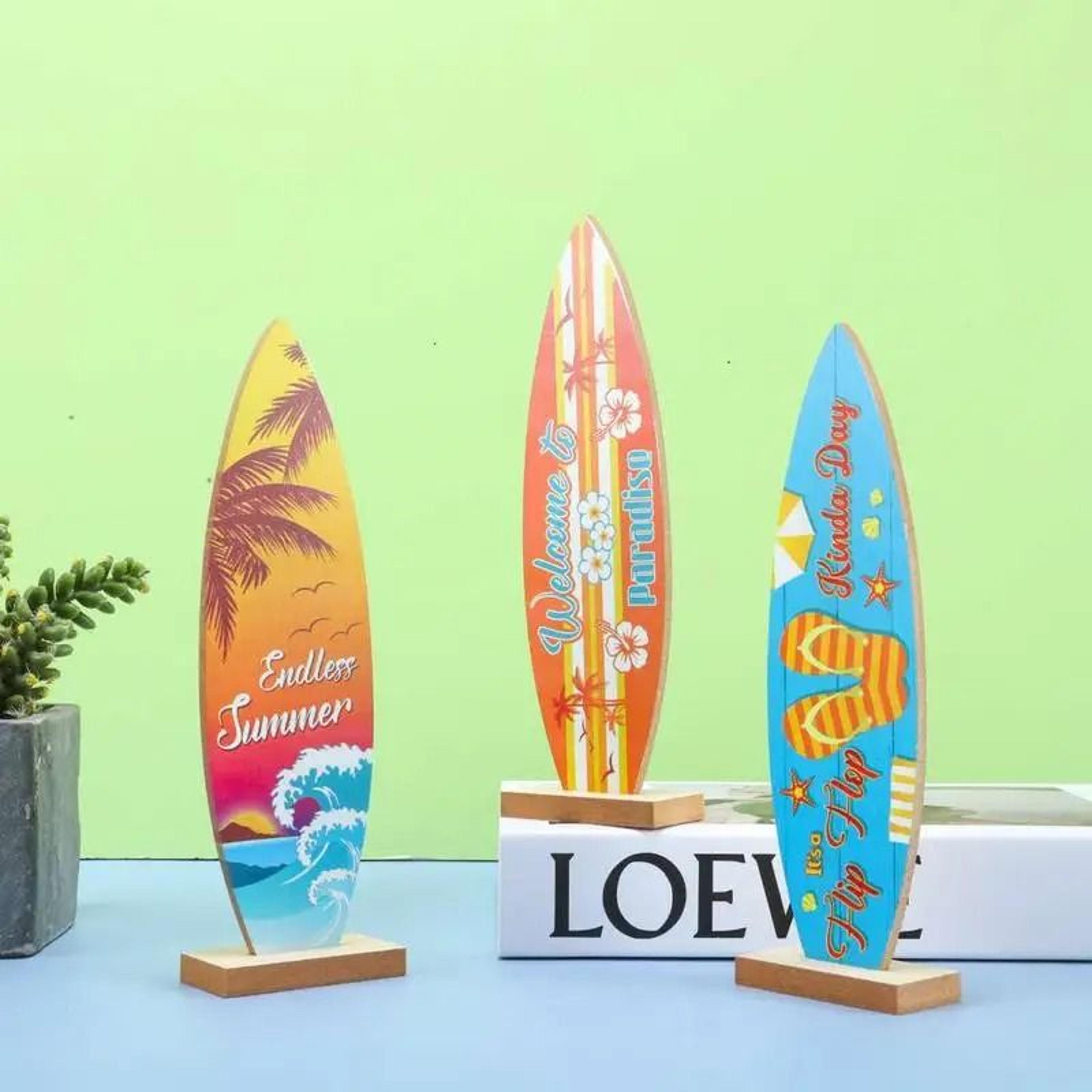 Wooden Surfboard Decor Summer Beach Ocean Theme Ornament 4