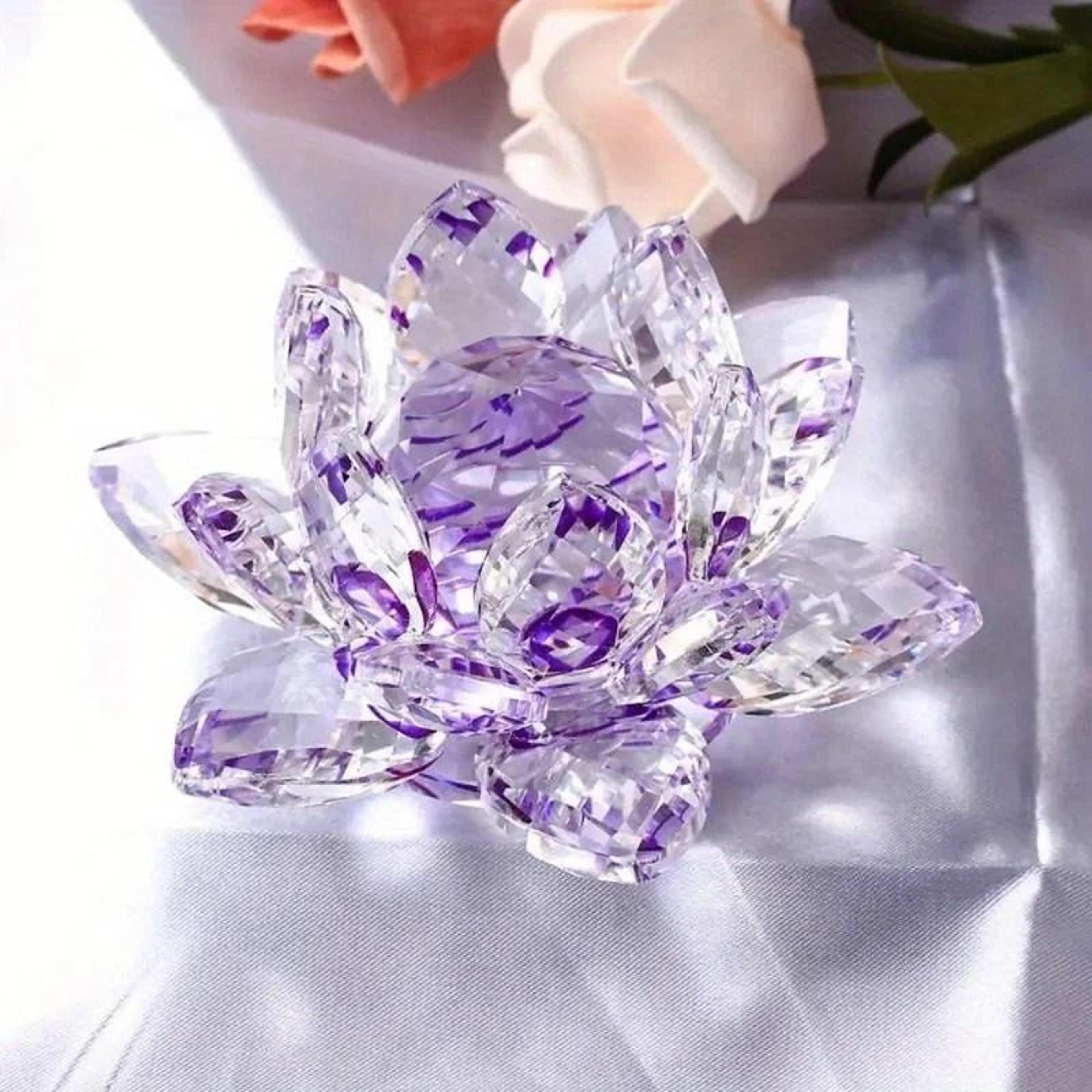 Crystal Lotus Flower Figurine Glass Decoration For Home And Wedding 7