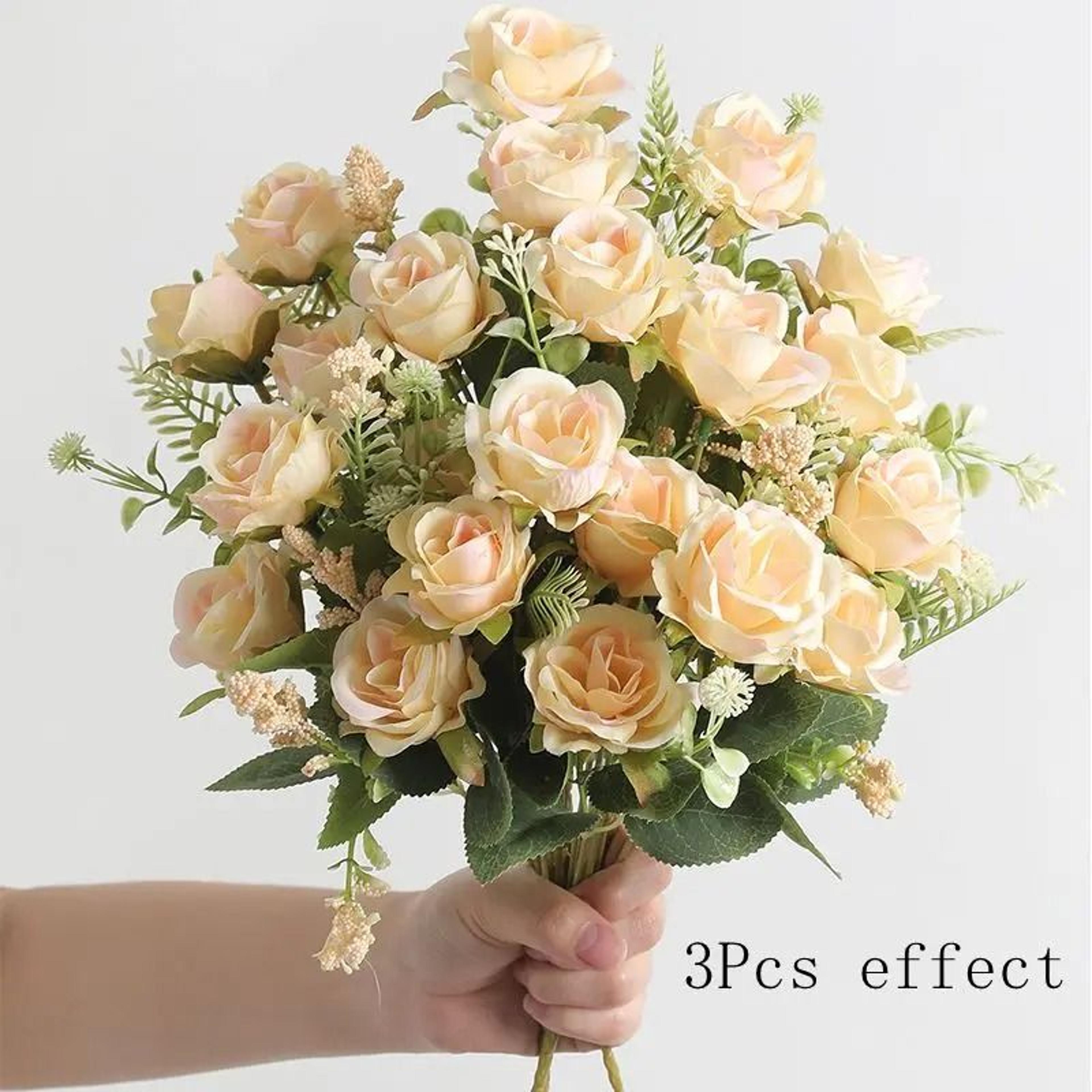 Rose White Silk Bouquet Artificial Flower Home Wedding Decoration 6