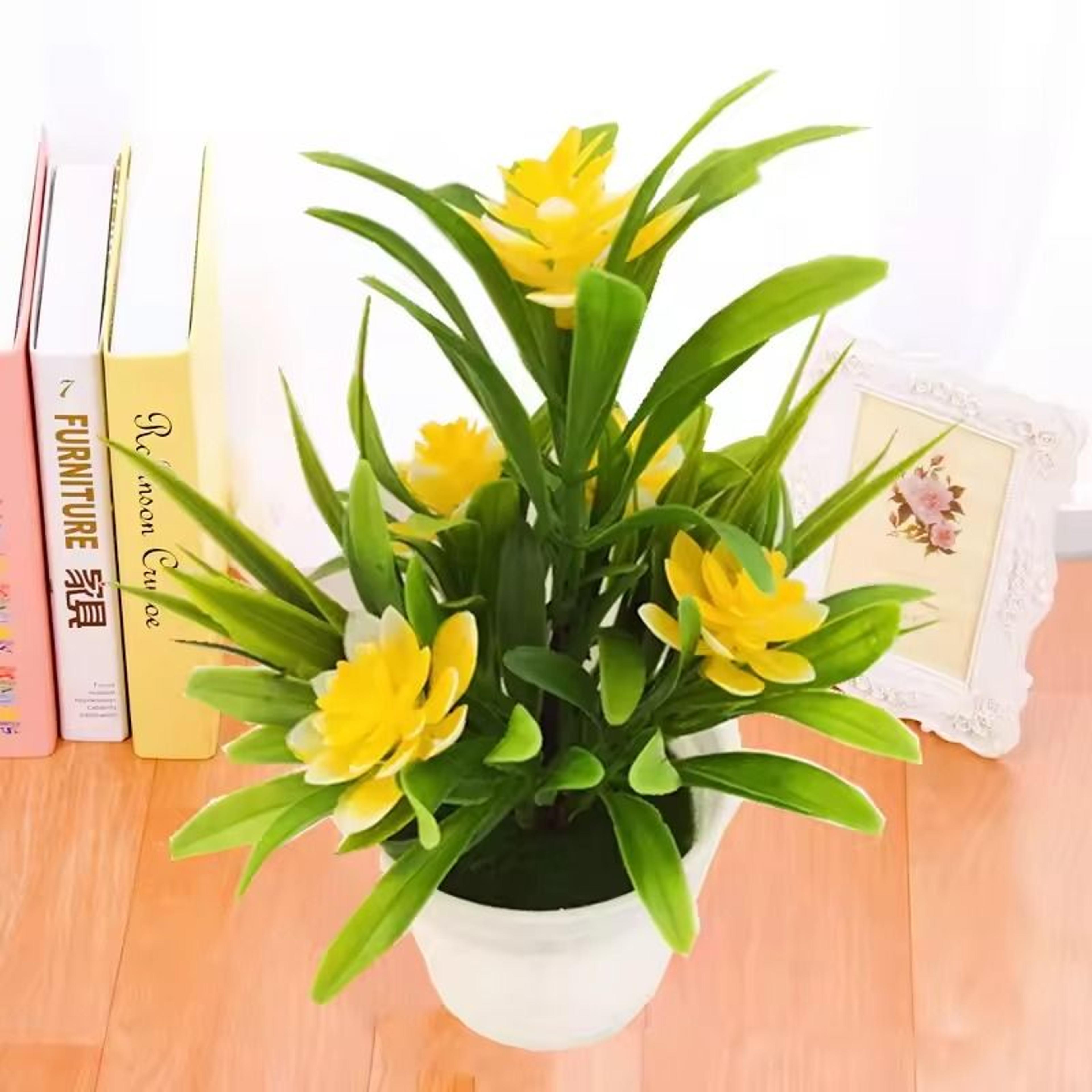 Artificial Flowers Plant Pot Fake Plastic Flowers Home Office Decoration 1