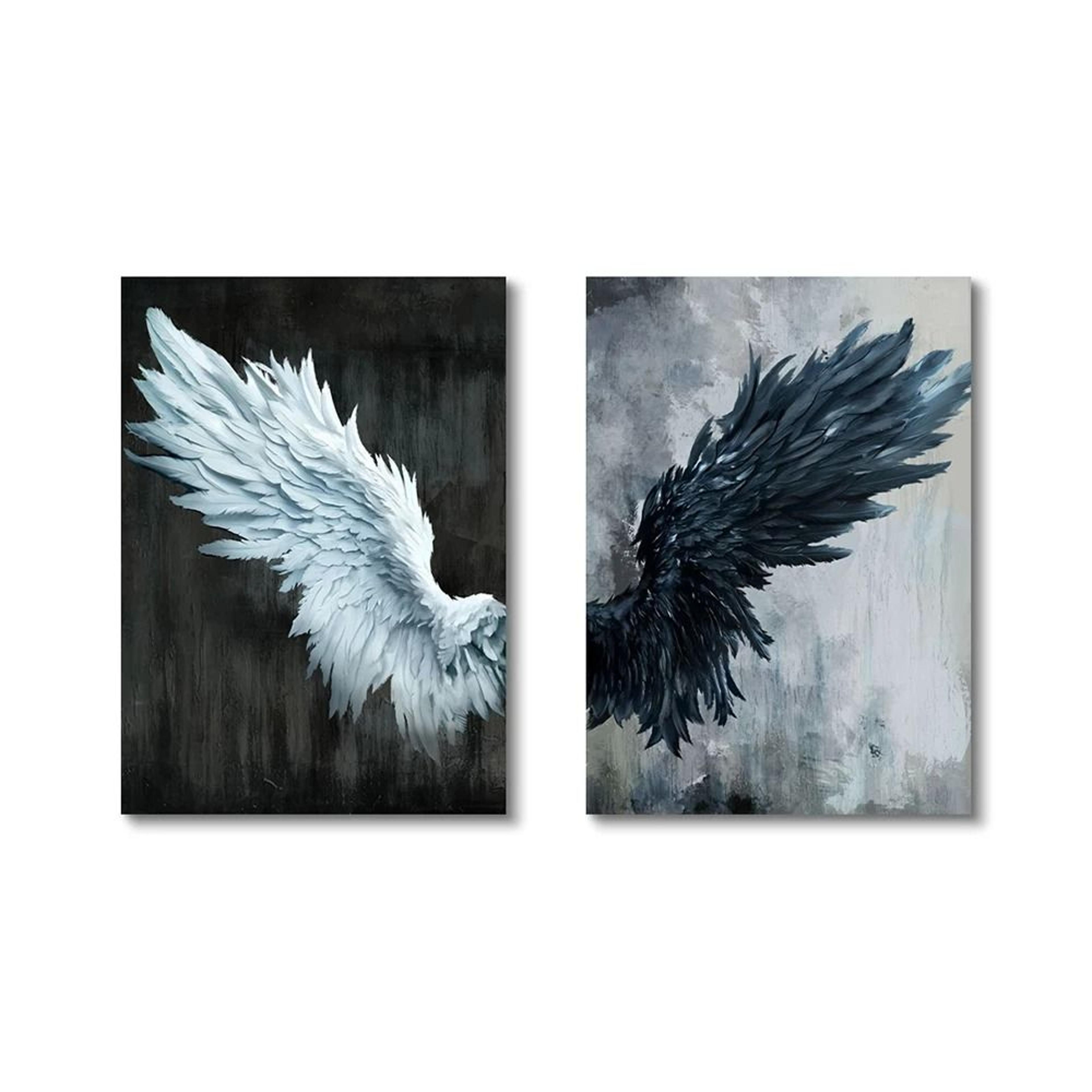 Black White Angel Wings Posters Canvas Abstract Wall Decoration 7