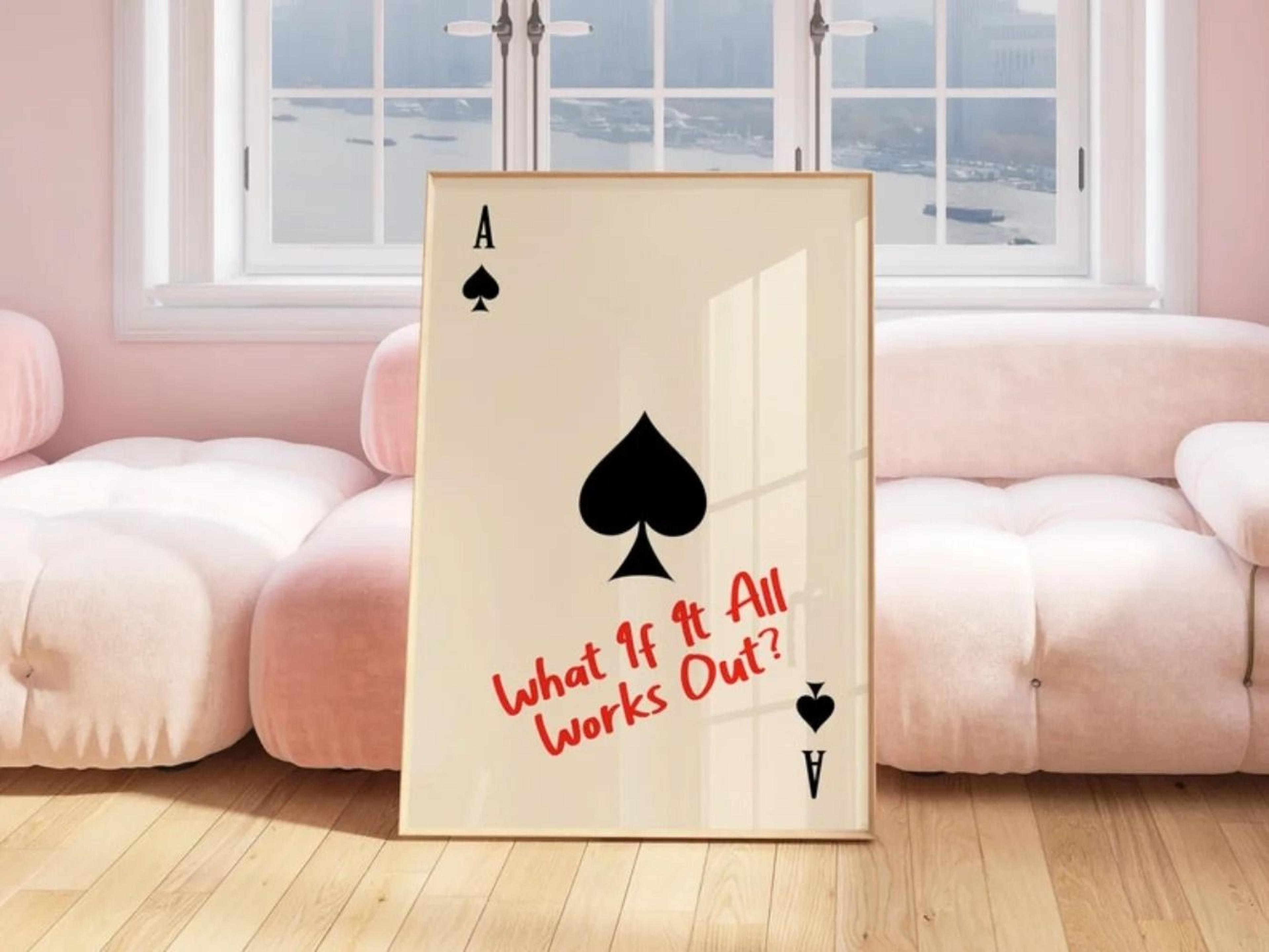 Spades Printed Playing Card Retro Art Canvas Wall Decoration 4