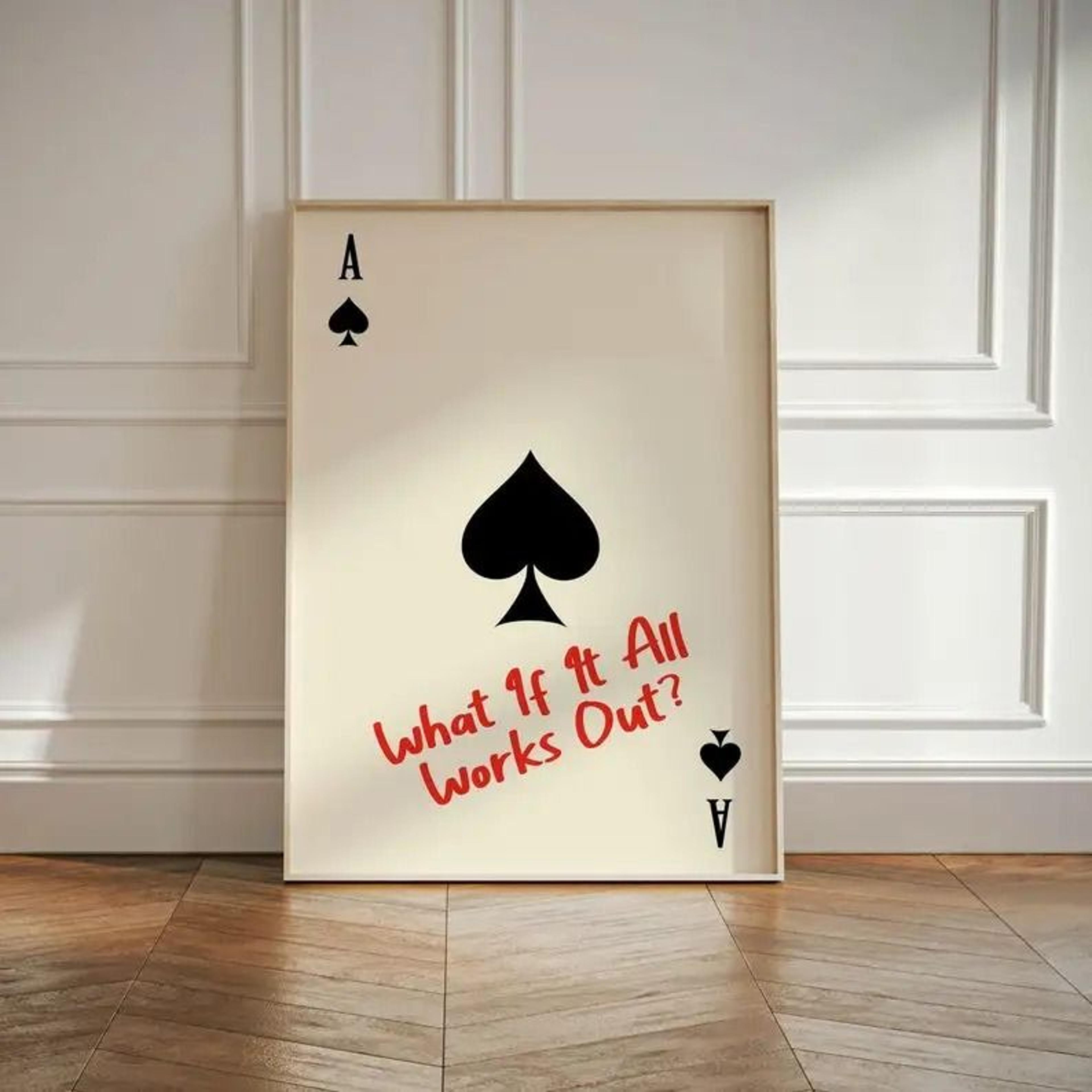 Spades Printed Playing Card Retro Art Canvas Wall Decoration 6