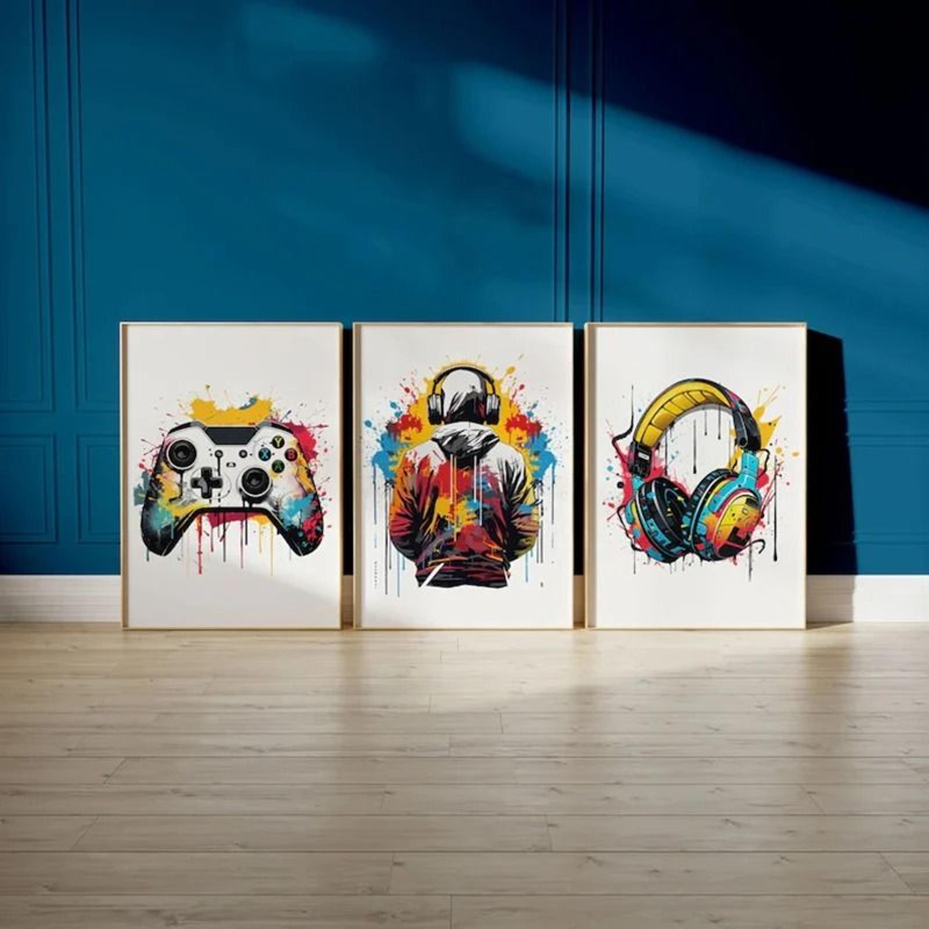 Set Of 3 Gaming Prints Poster Gamer Decor Wall Art 4