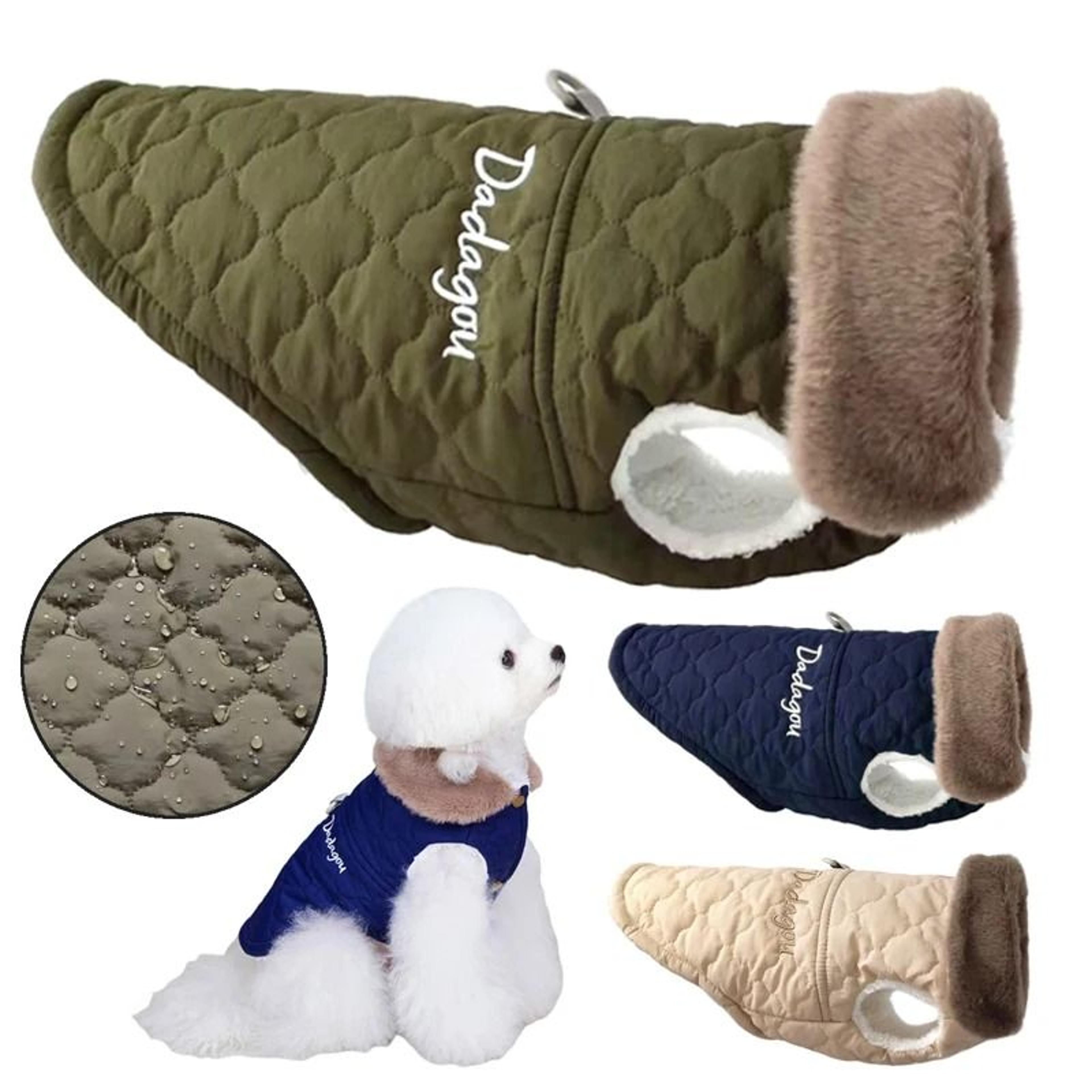 Waterproof Fur Collar Dog Jacket Winter Warm Fleece Pet Vest 0