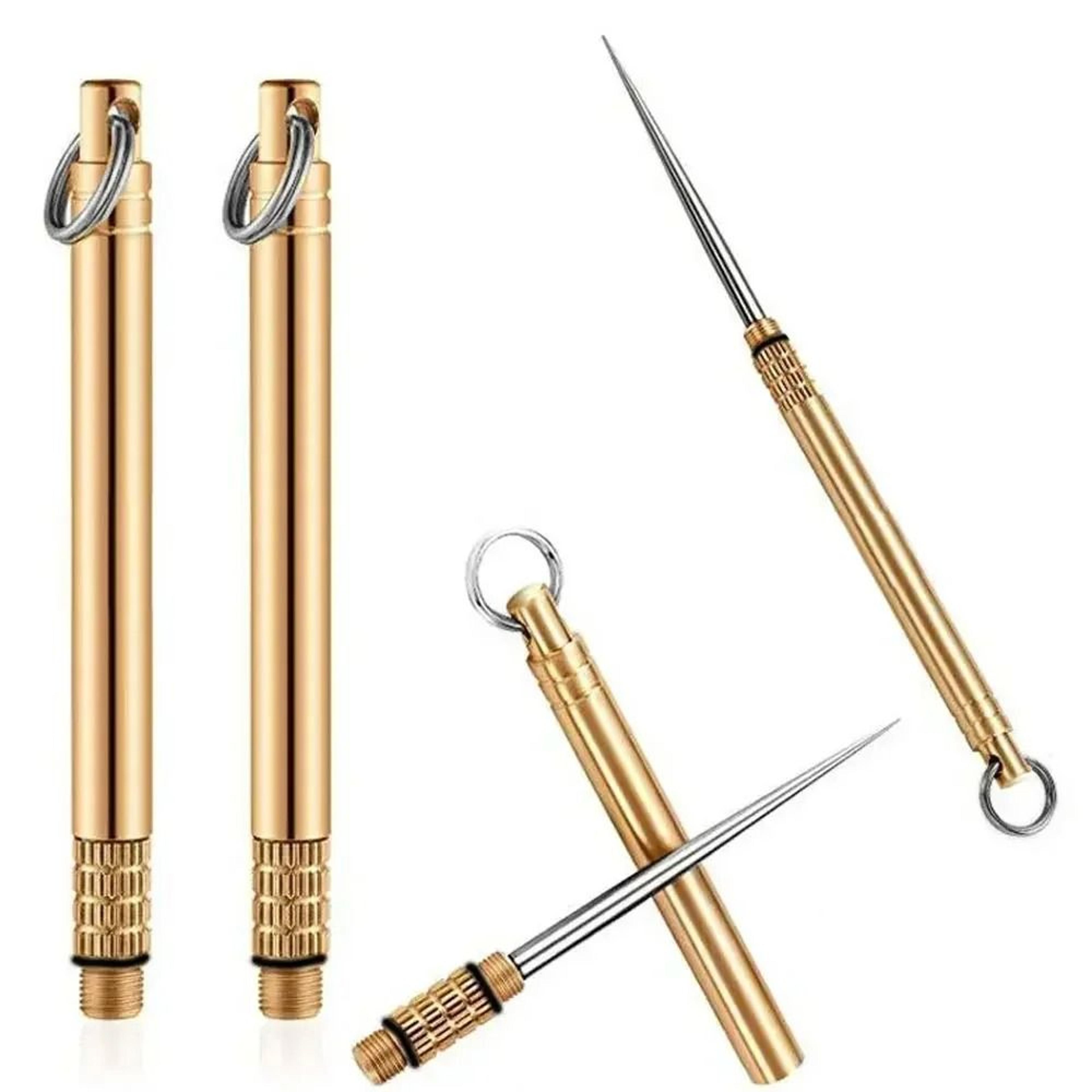 Titanium And Brass Portable Toothpick With Fruit Fork For Camping And Everyday Use 0