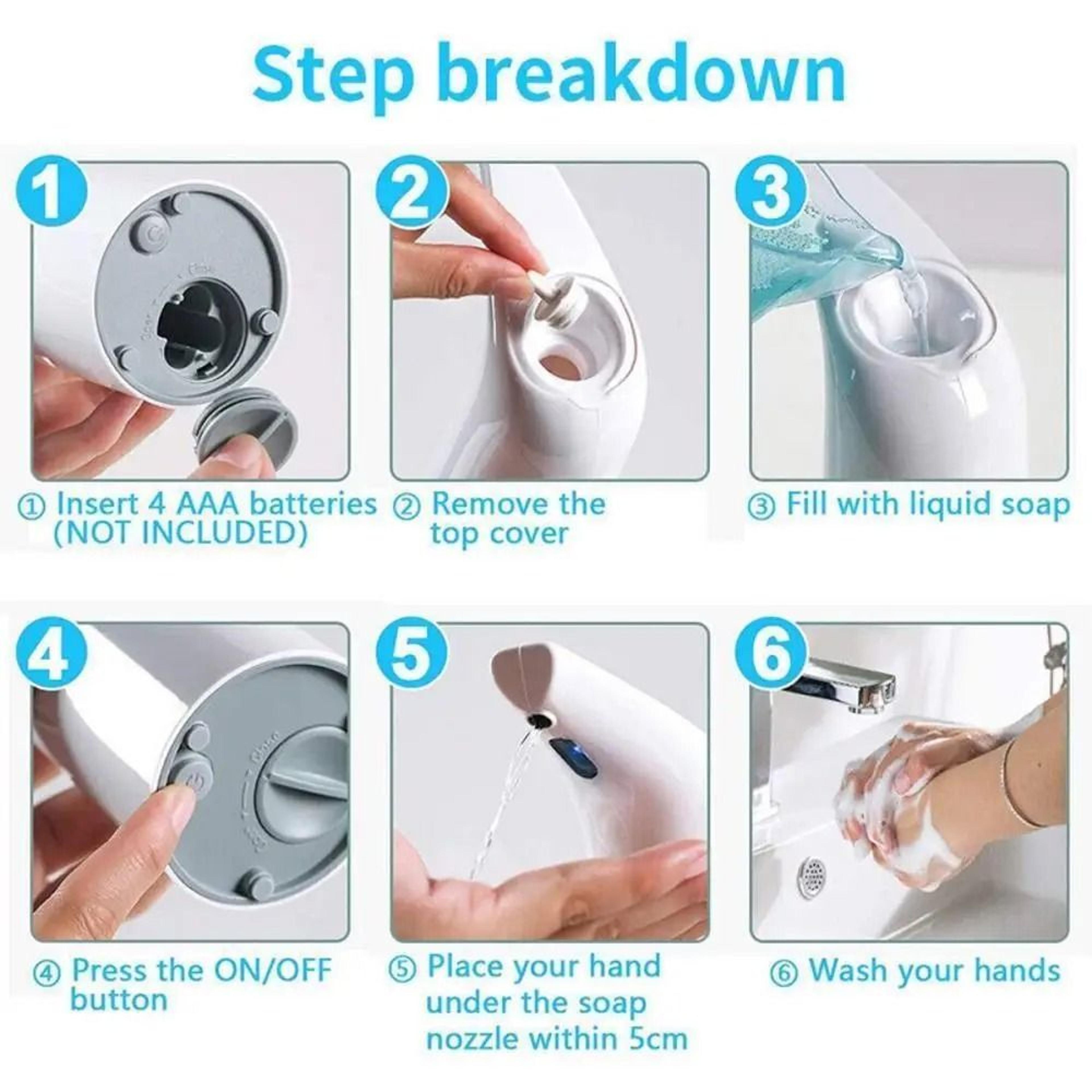 Automatic Soap Sanitiser Dispenser Handsfree Infrared Sensor 400ml Touchless Countertop Dispenser 4