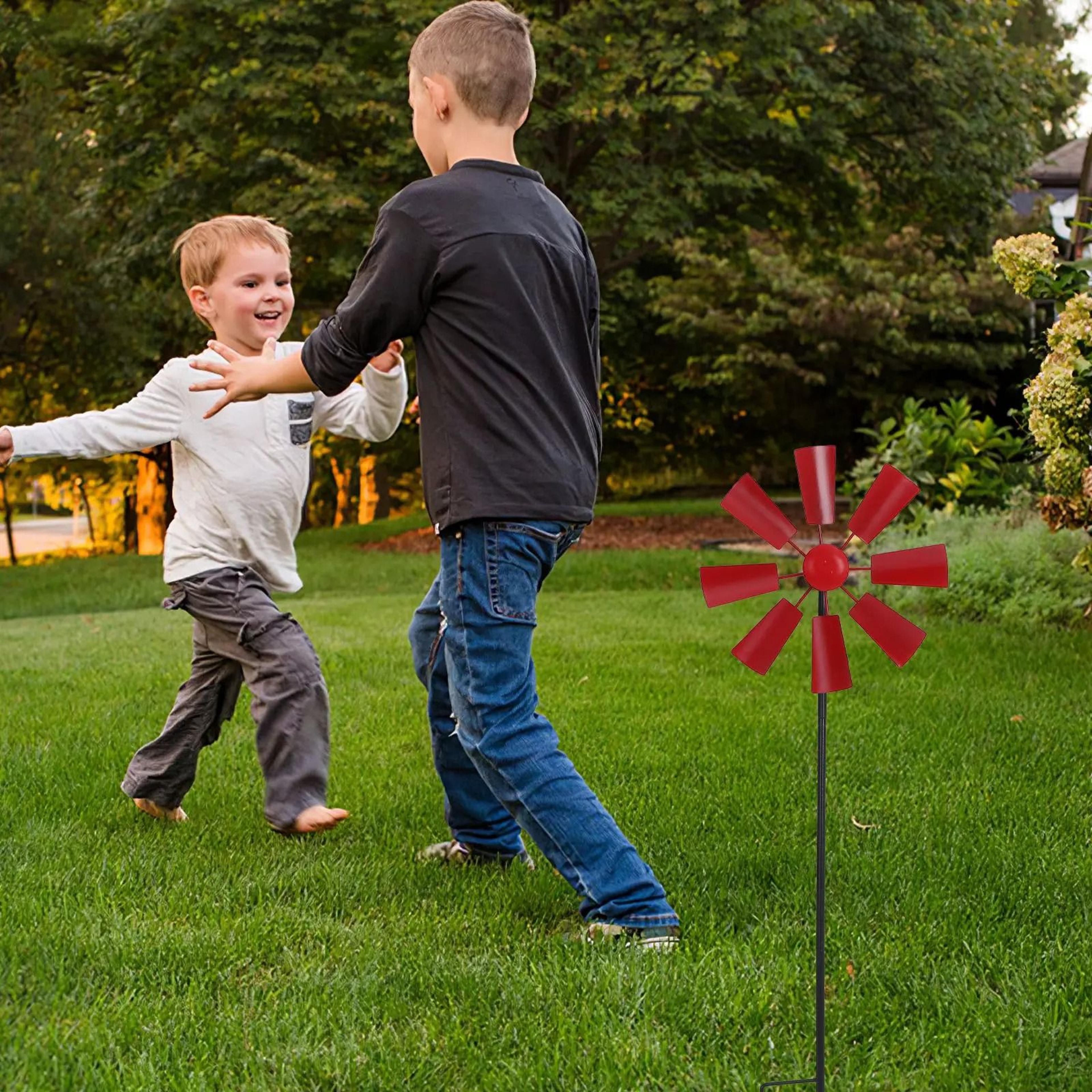 Iron Windmill Garden Stake Outdoor Rotating Windmill Decoration For Yard And Lawn 4
