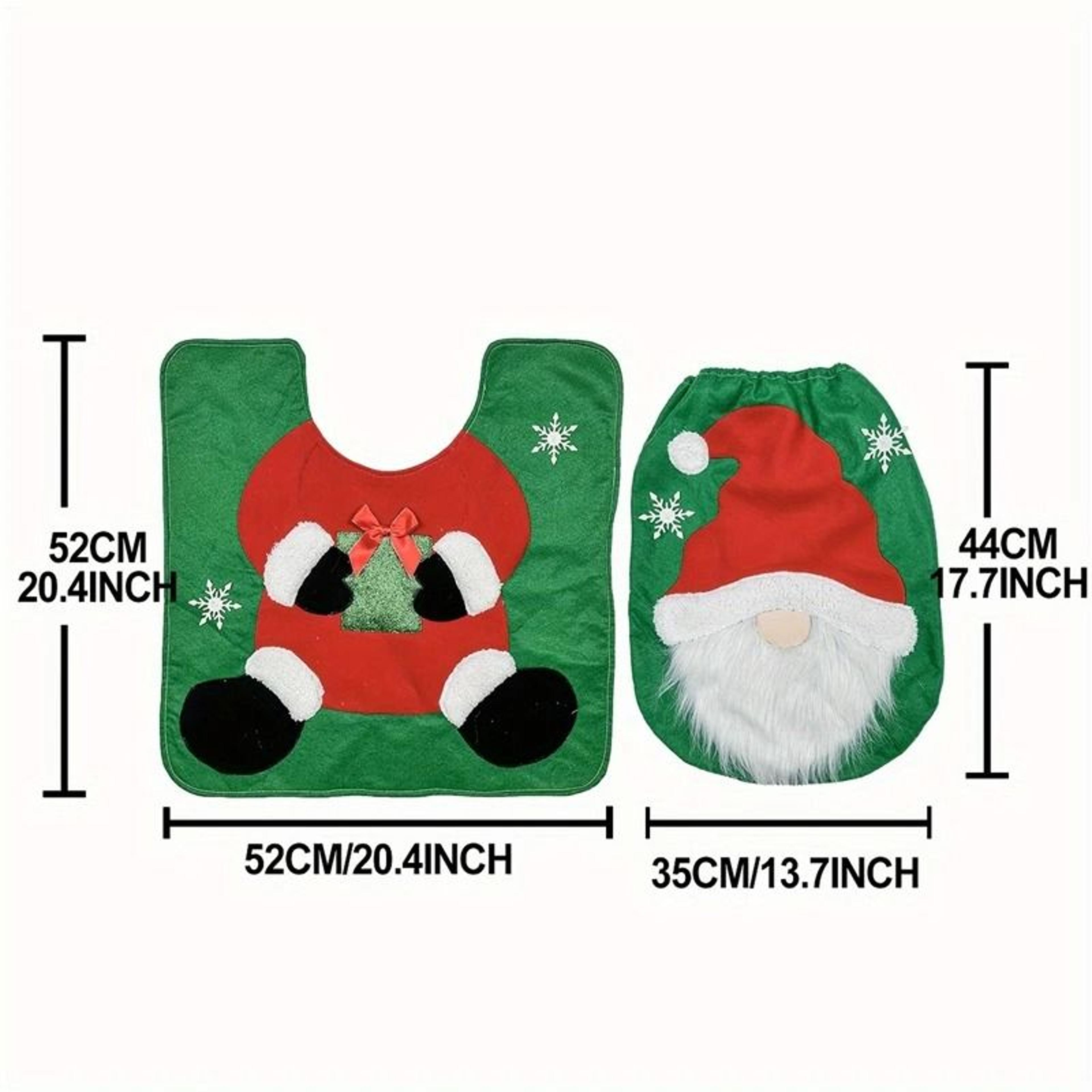Santa Toilet Seat Cover And Rug Set For Christmas Bathroom Decor 2