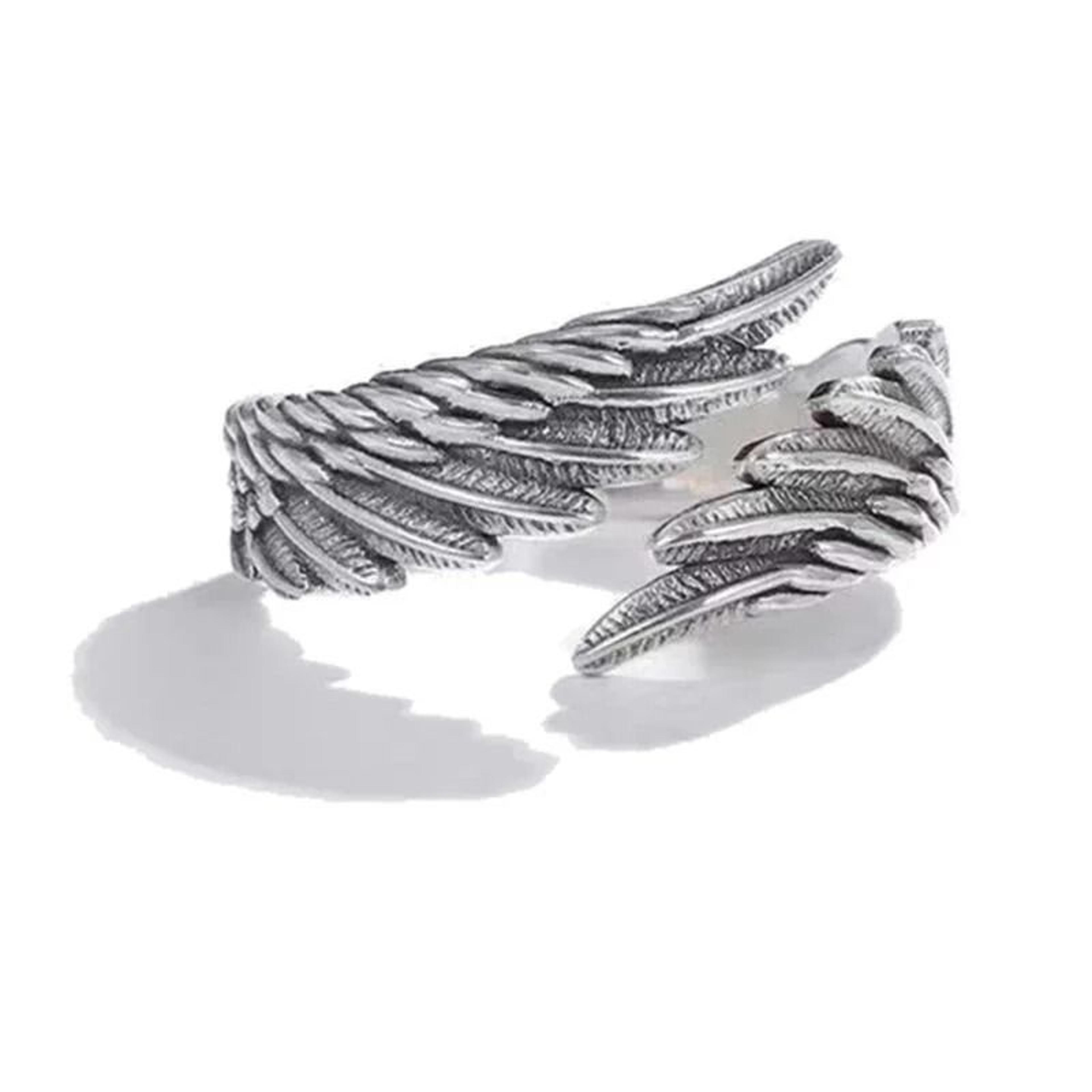 Antique Silver Dragon Wing Adjustable Ring For Men Gothic Punk Jewelry 11