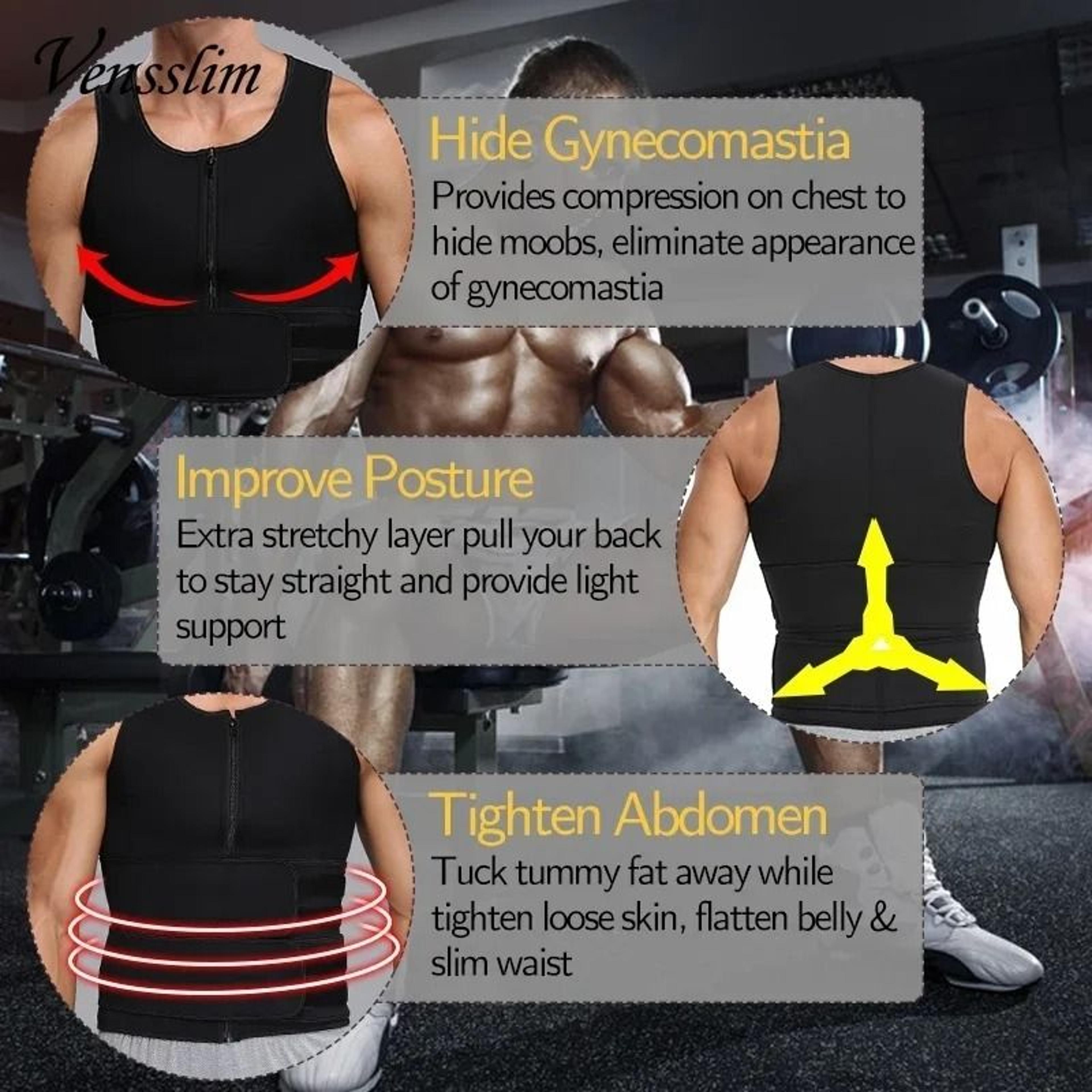 Men Waist Trainer Compression Vest Slimming Shaper Workout Undershirt 2