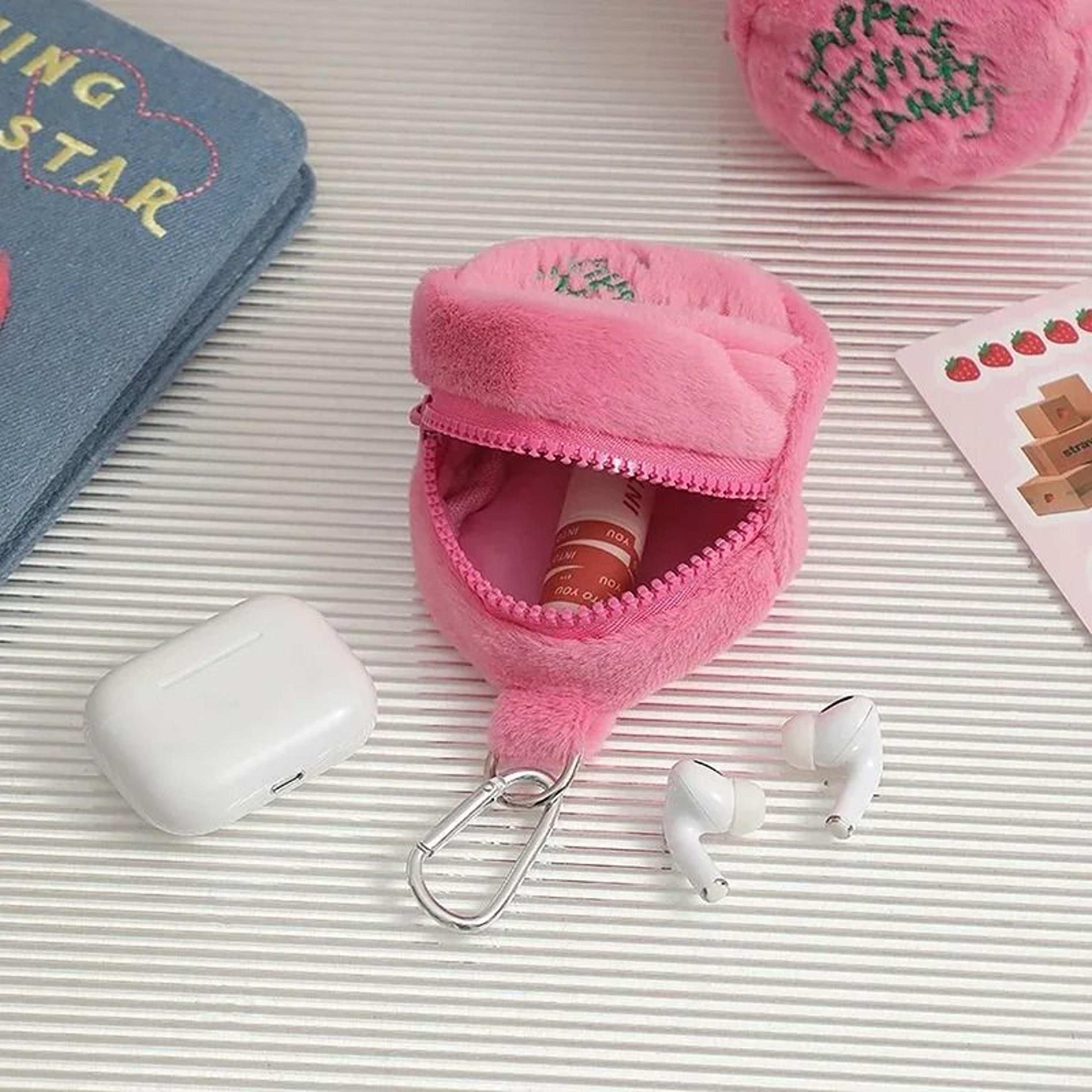 Pink Mini Coin Purse Plush Storage Bag Cute Portable Pouch 4