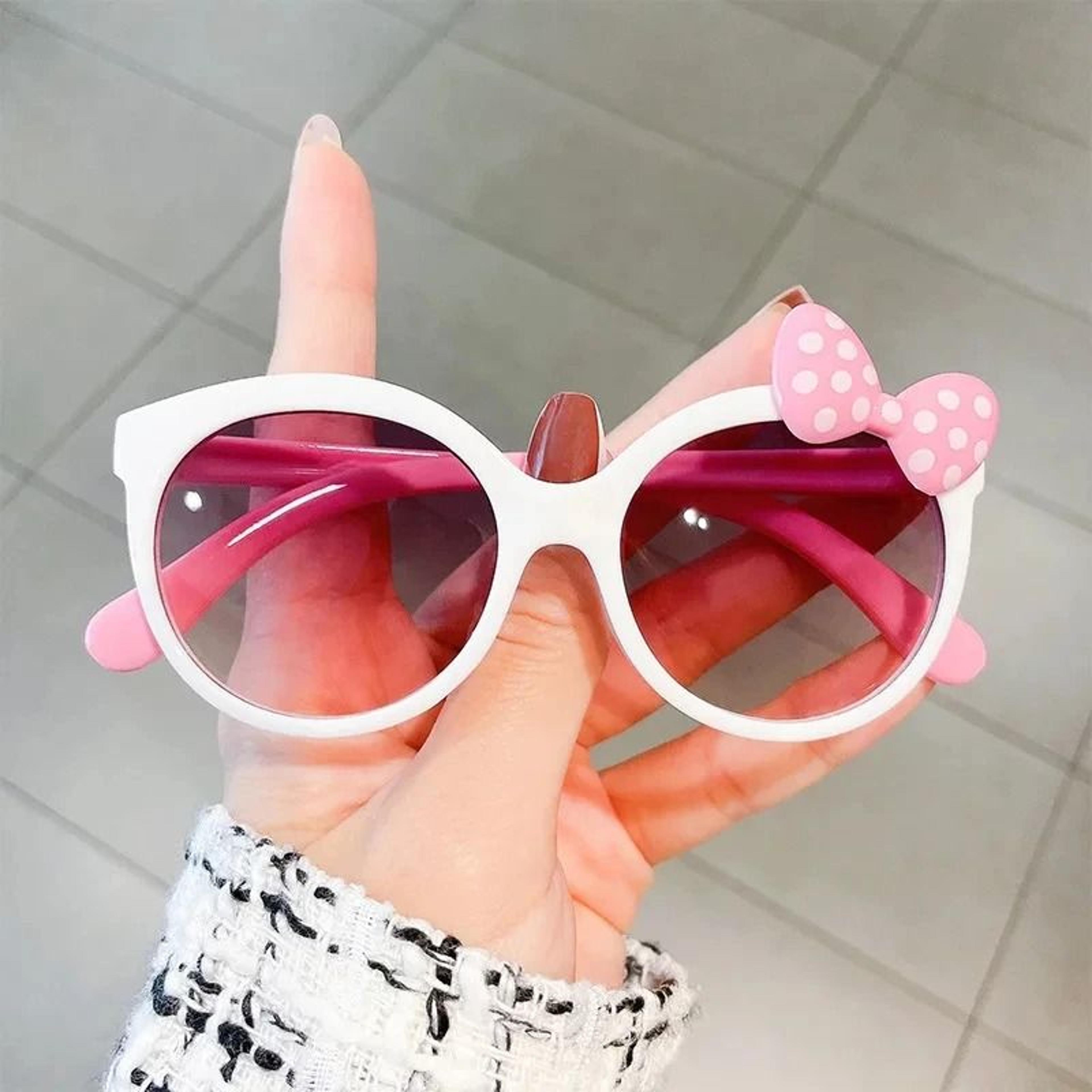 Kids Bow Decor Big Frame Sunglasses Outdoor Party Vacation Travel Glasses 1