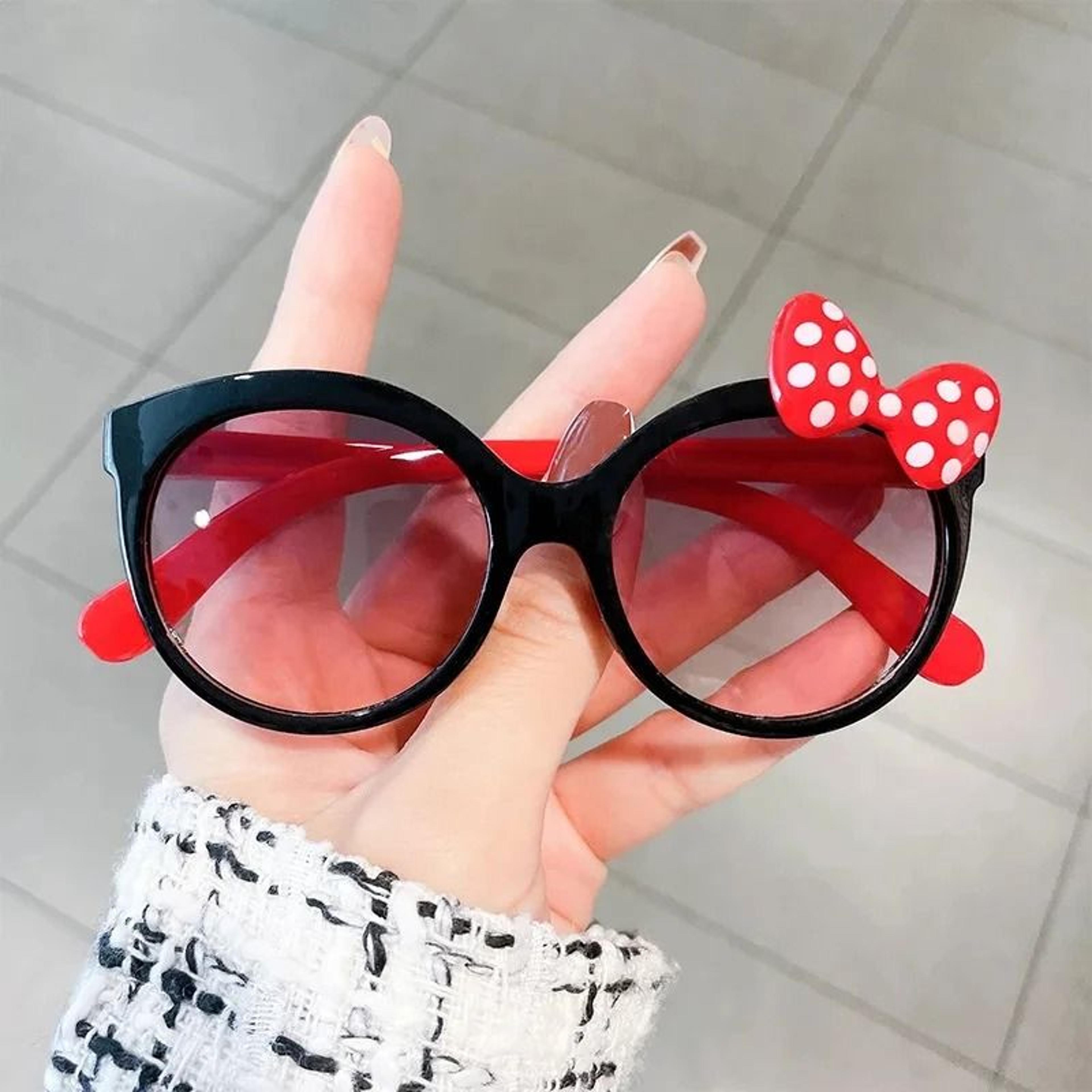 Kids Bow Decor Big Frame Sunglasses Outdoor Party Vacation Travel Glasses 2