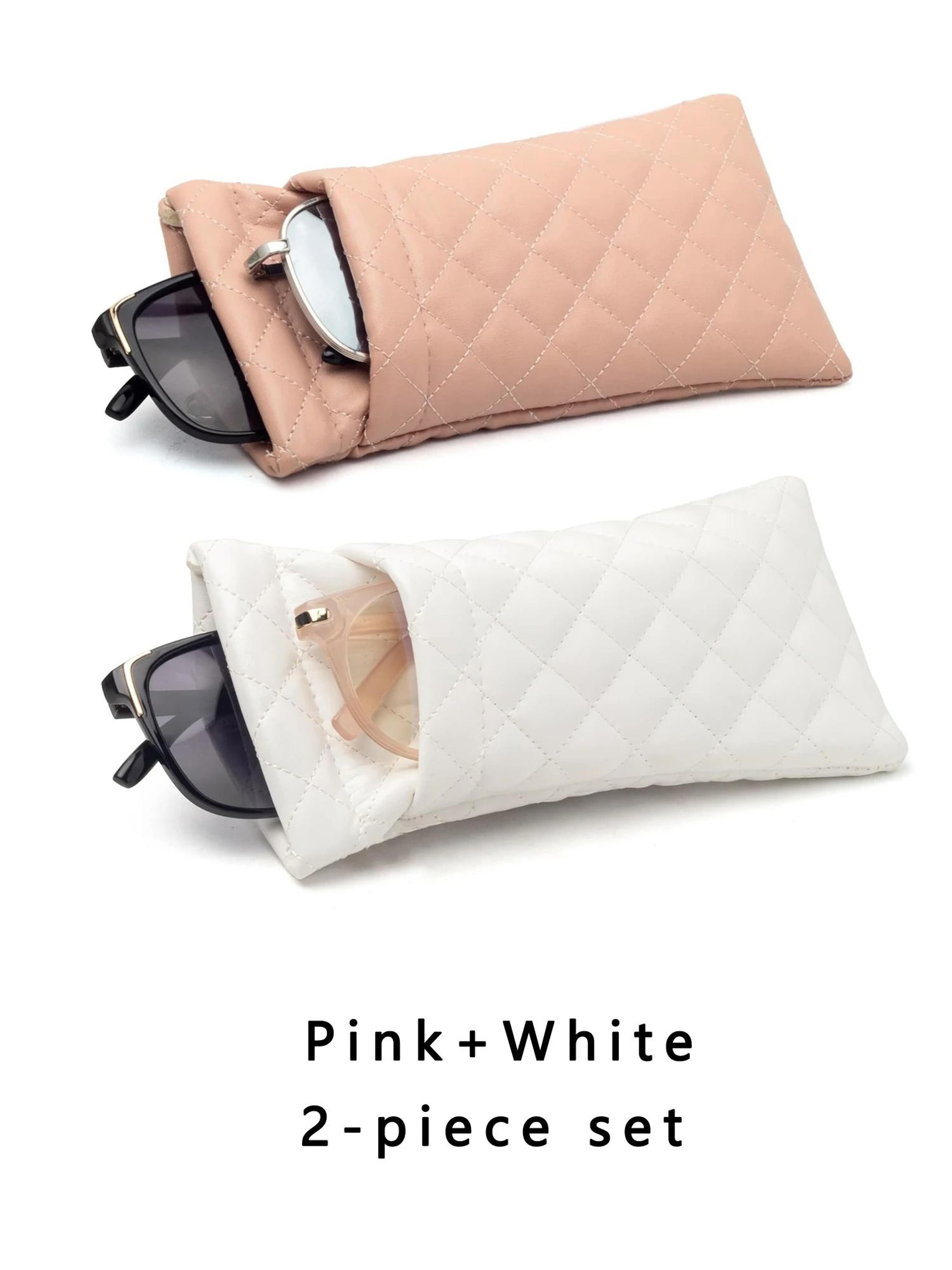 Double Layer Portable Squeeze Glasses Case PU Leather Sunglasses Storage Bag 11