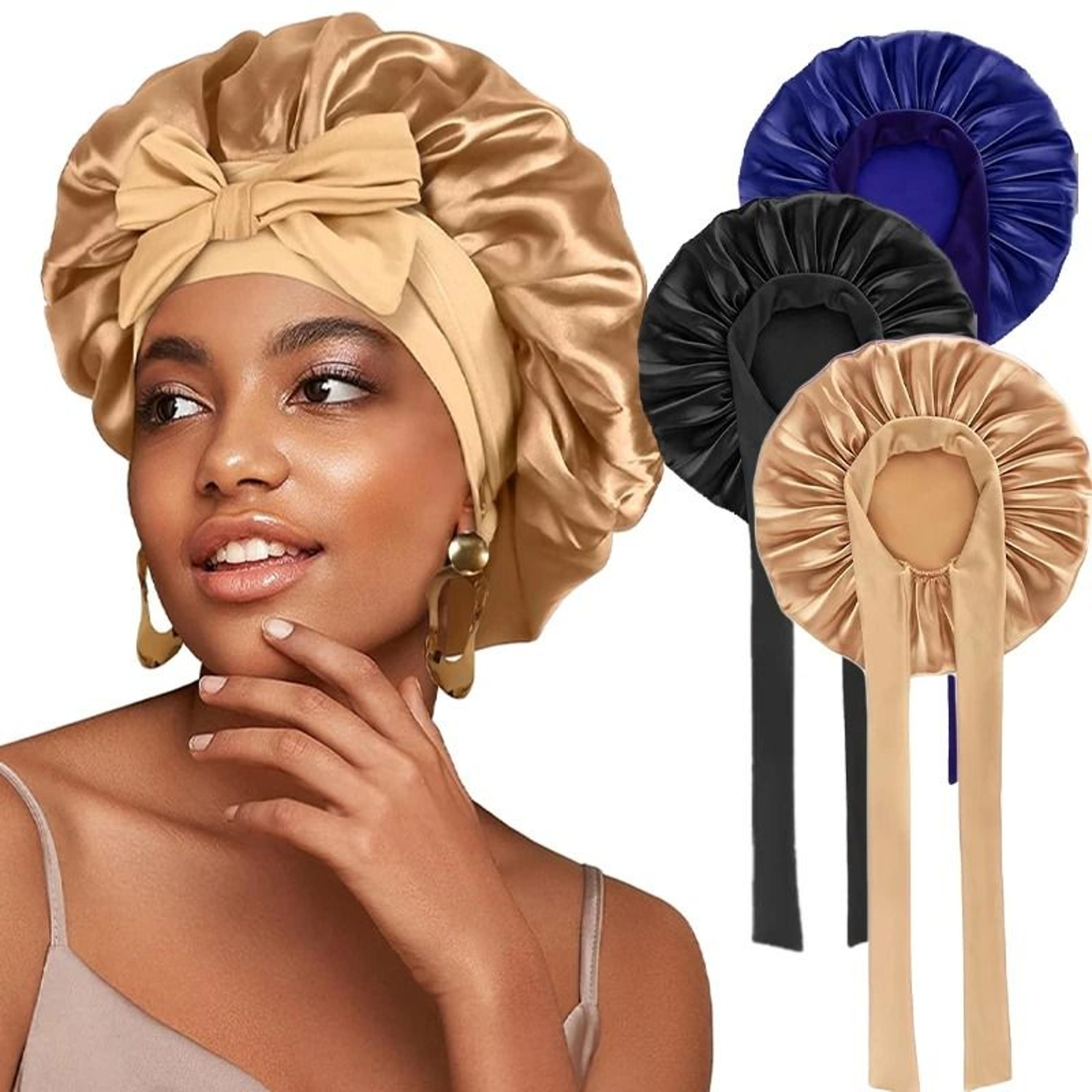 Satin Sleeping Hat With Stretchy Tie Band Adjustable Hair Bonnet For Women 25