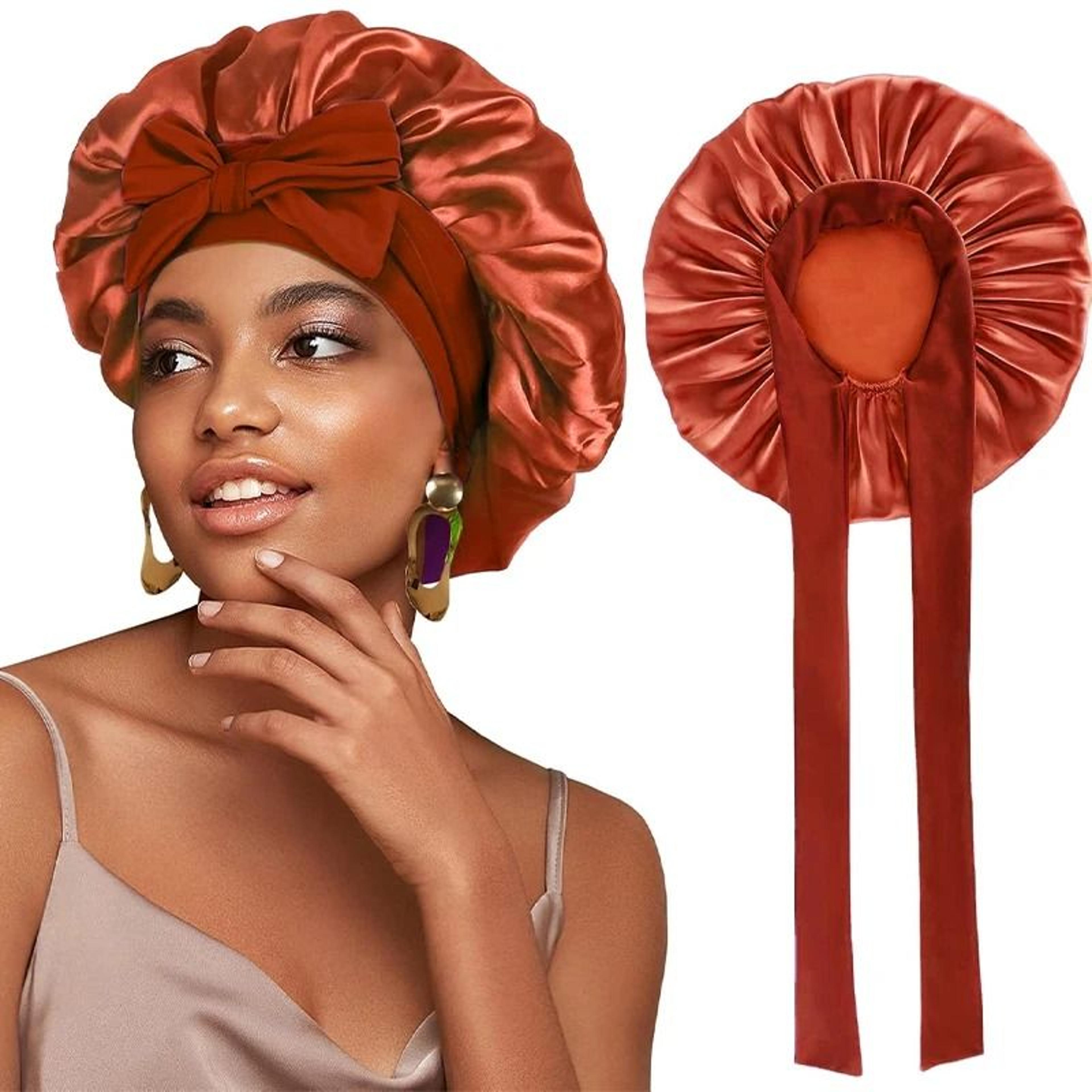 Satin Sleeping Hat With Stretchy Tie Band Adjustable Hair Bonnet For Women 19