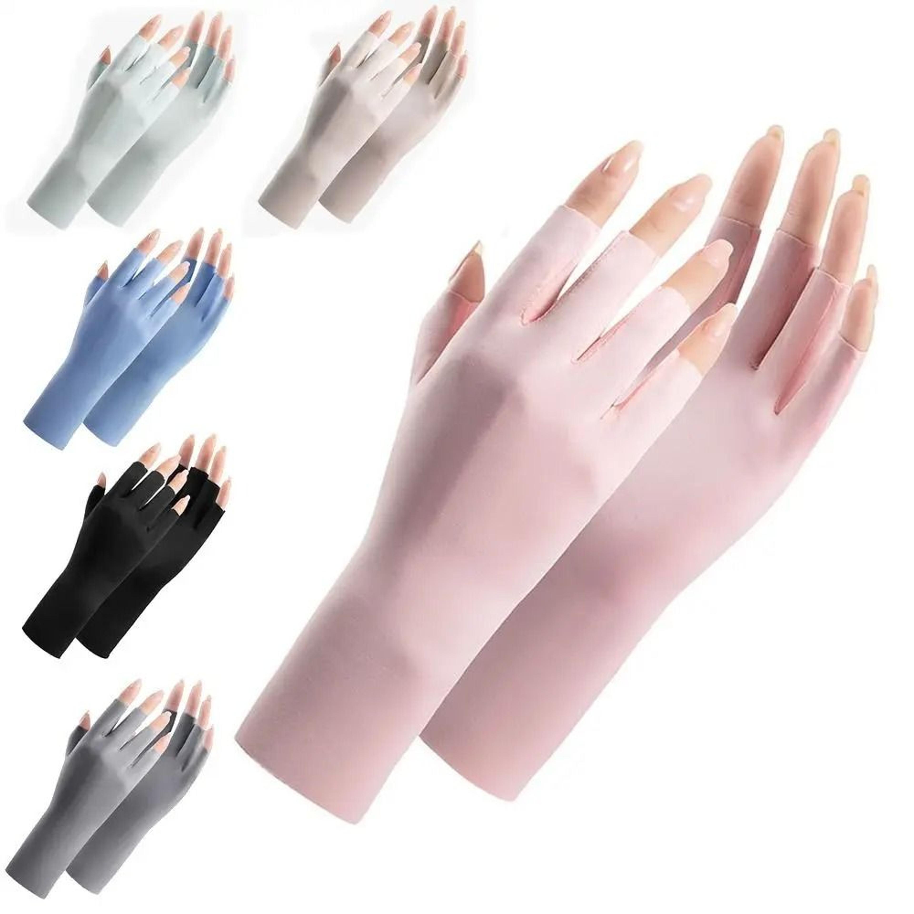 UV Protection Nail Art Gloves Open Finger Manicure Safety Gloves 0