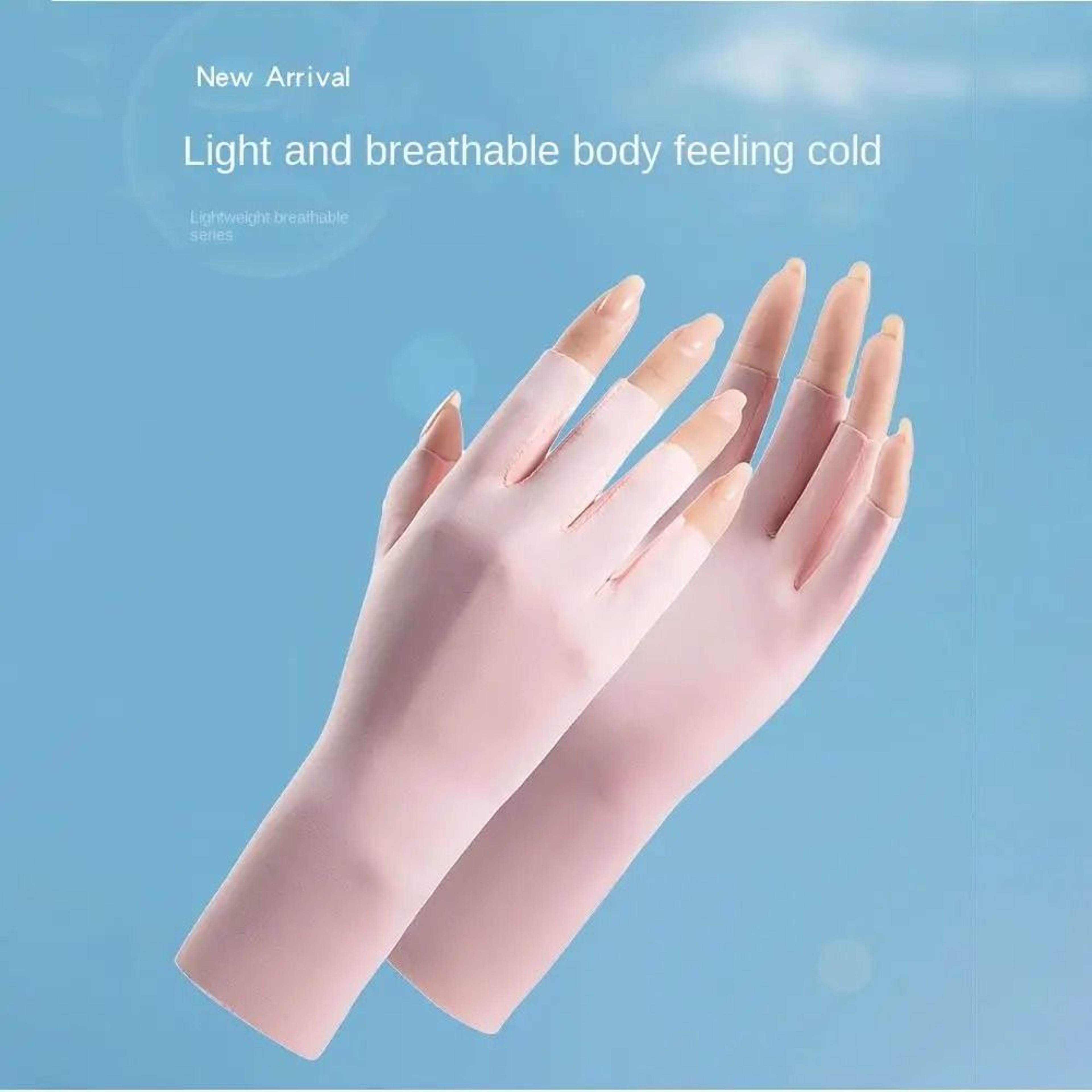 UV Protection Nail Art Gloves Open Finger Manicure Safety Gloves 3