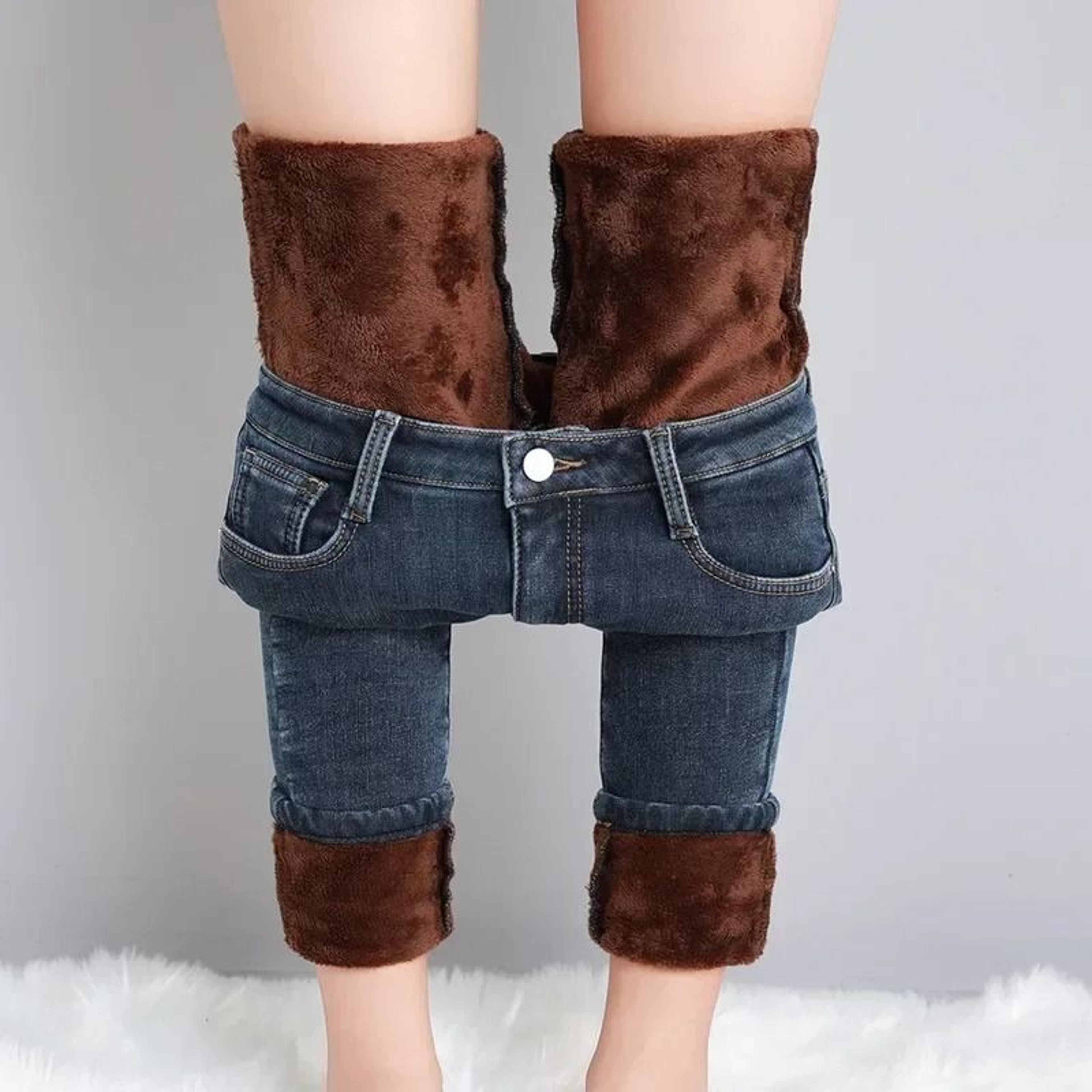 Women Thermal Jeans Winter Warm Fleece Stretch Skinny Pants 10