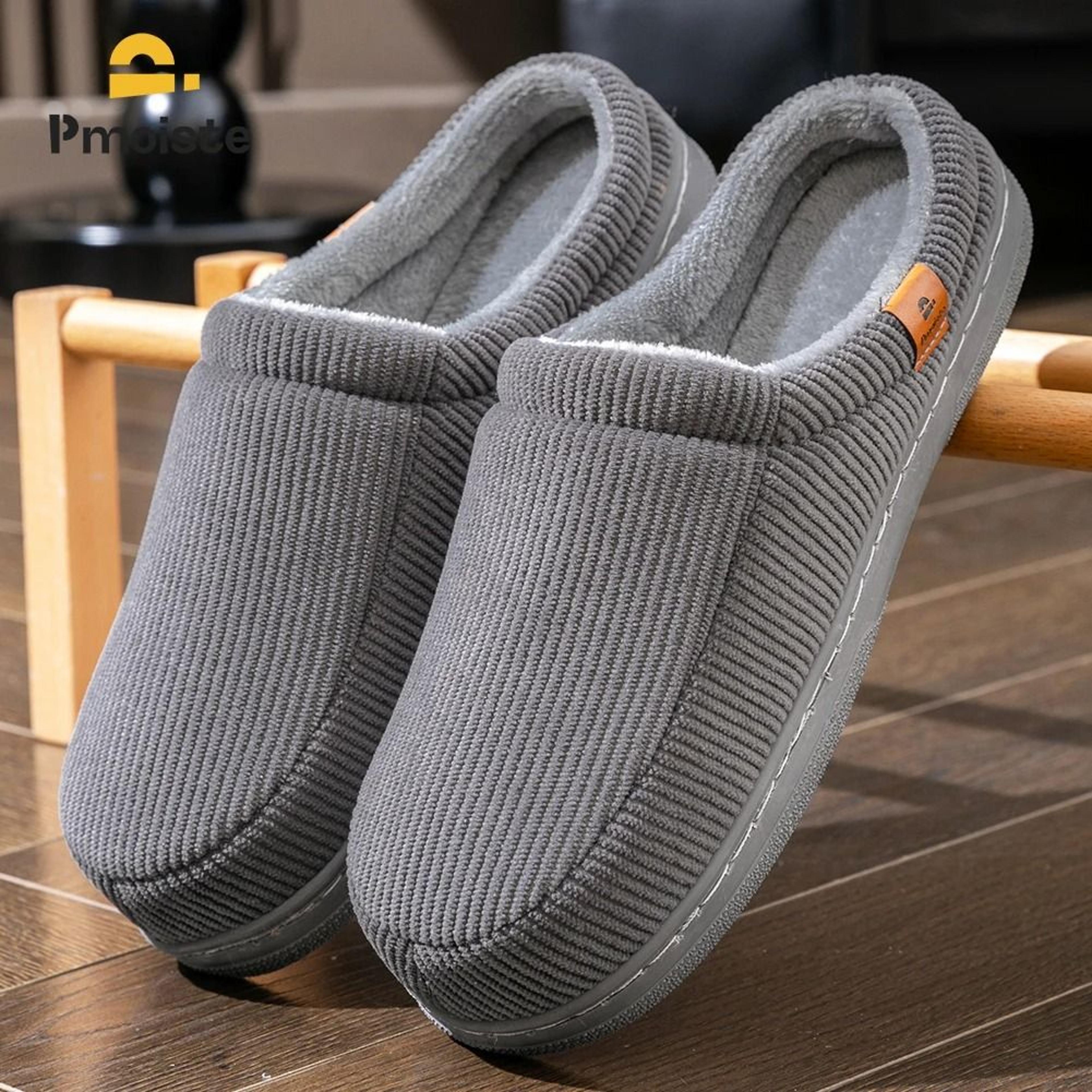 warm slippers for men memory foam non slip corduroy house shoes