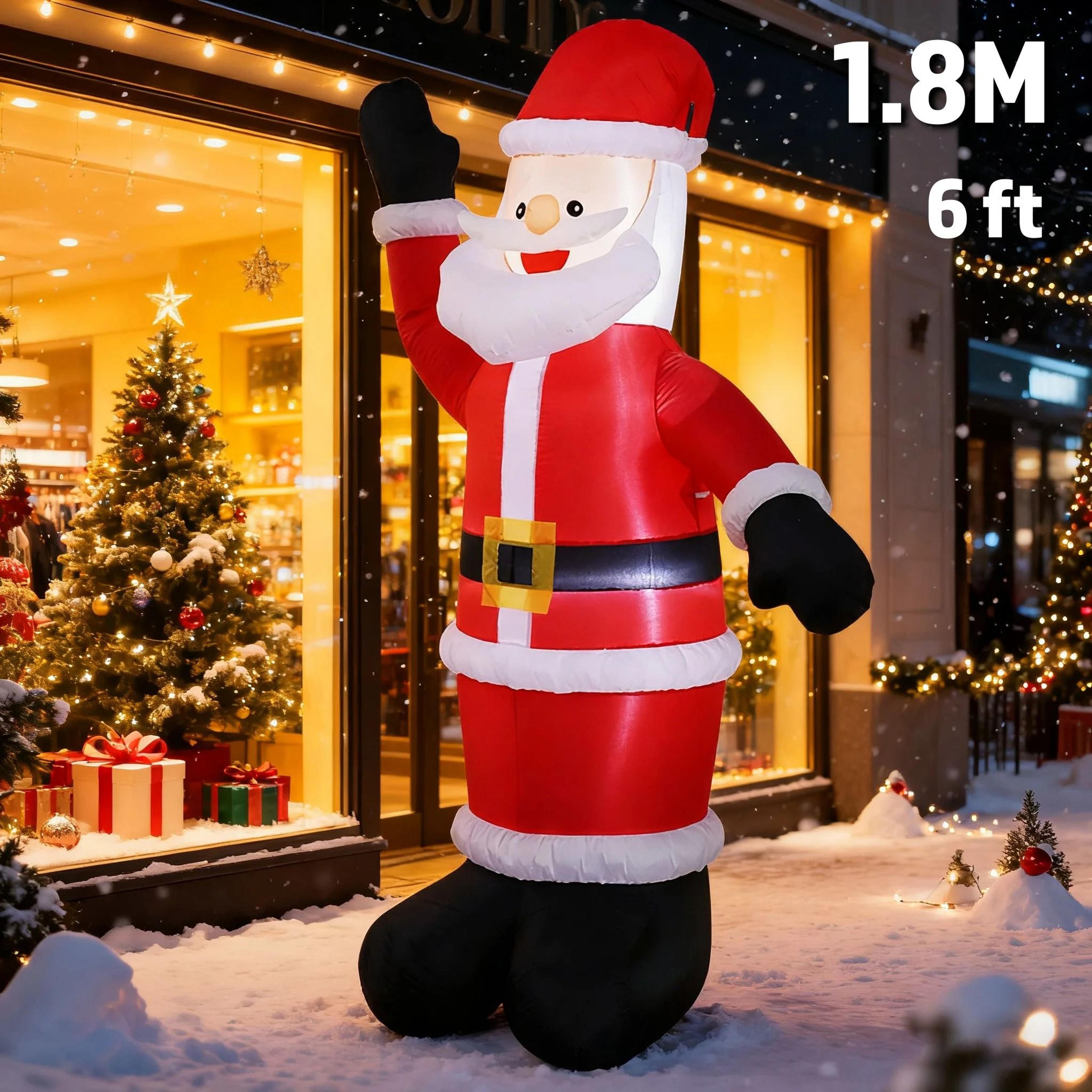 Movable Head Bear Santa Christmas Inflatable Yard Decoration With LED Light 18