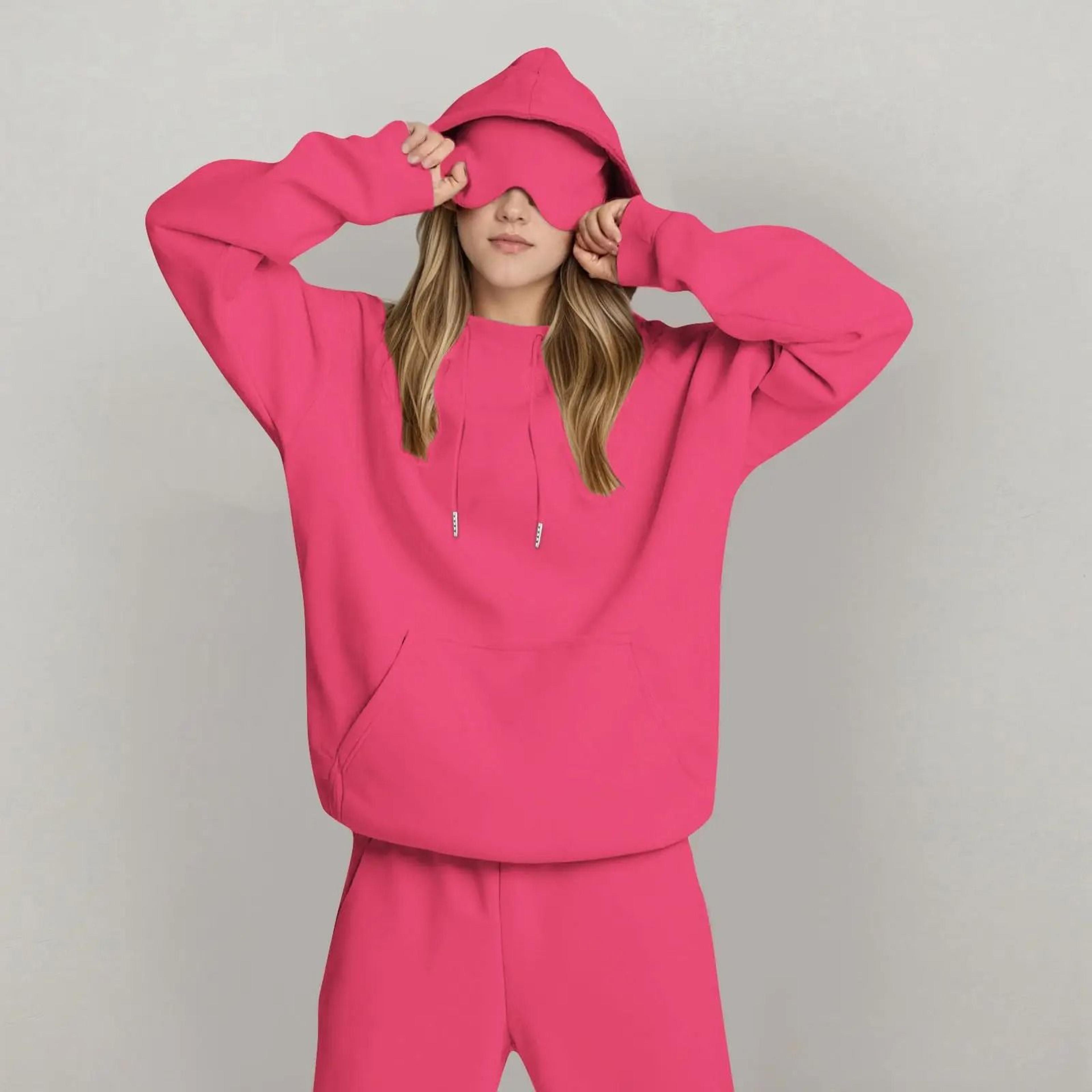 Unisex Hooded Sweatshirt With Built In Eye Mask Casual Long Sleeve Pullover 17