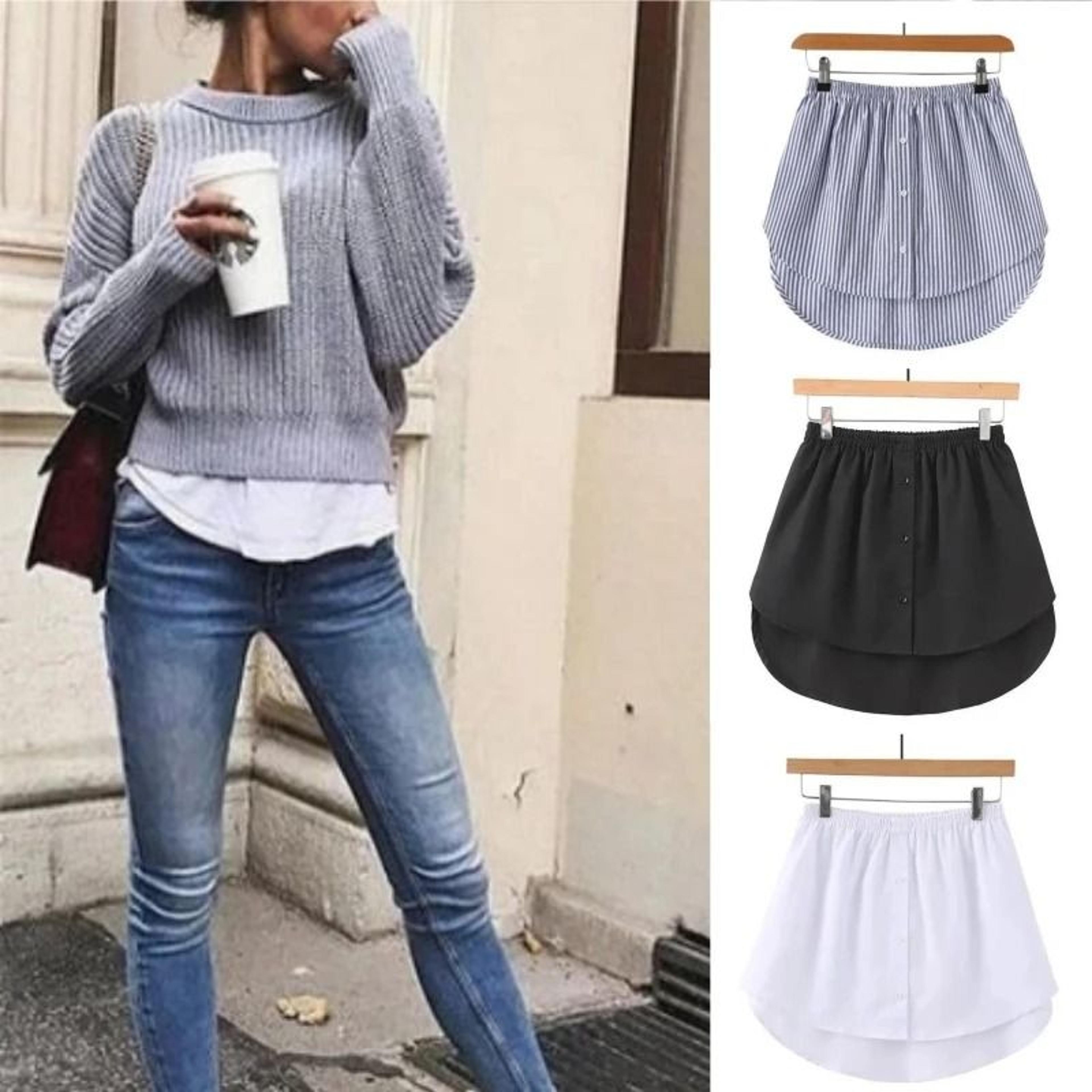 Women Shirt Blouse Extender Adjustable Layering Faux Top Lower Hem Underskirt 1