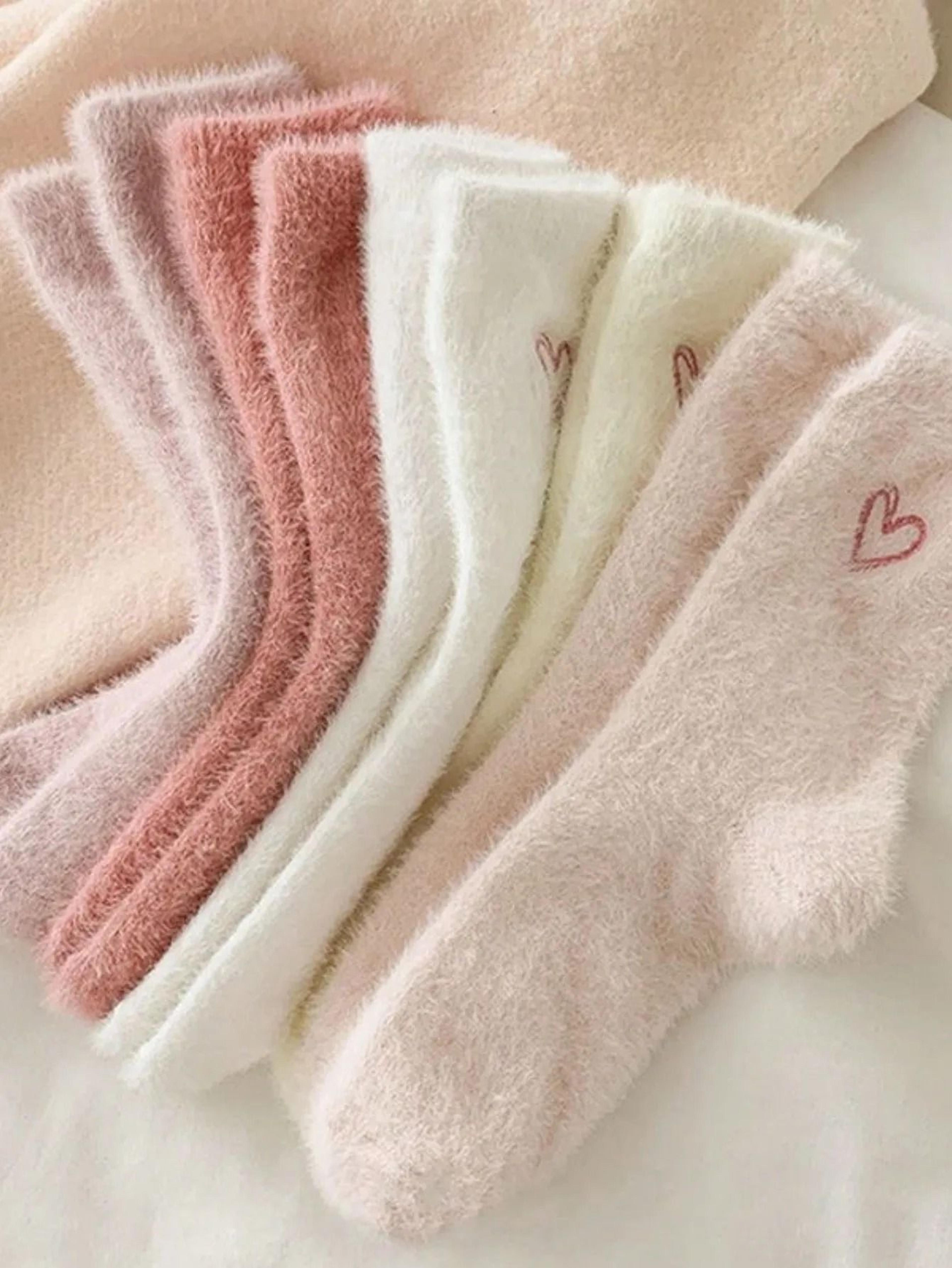 Womens Thickened Mink Fur Socks 5Pair Set Warm Plush Home Sleepwear 4