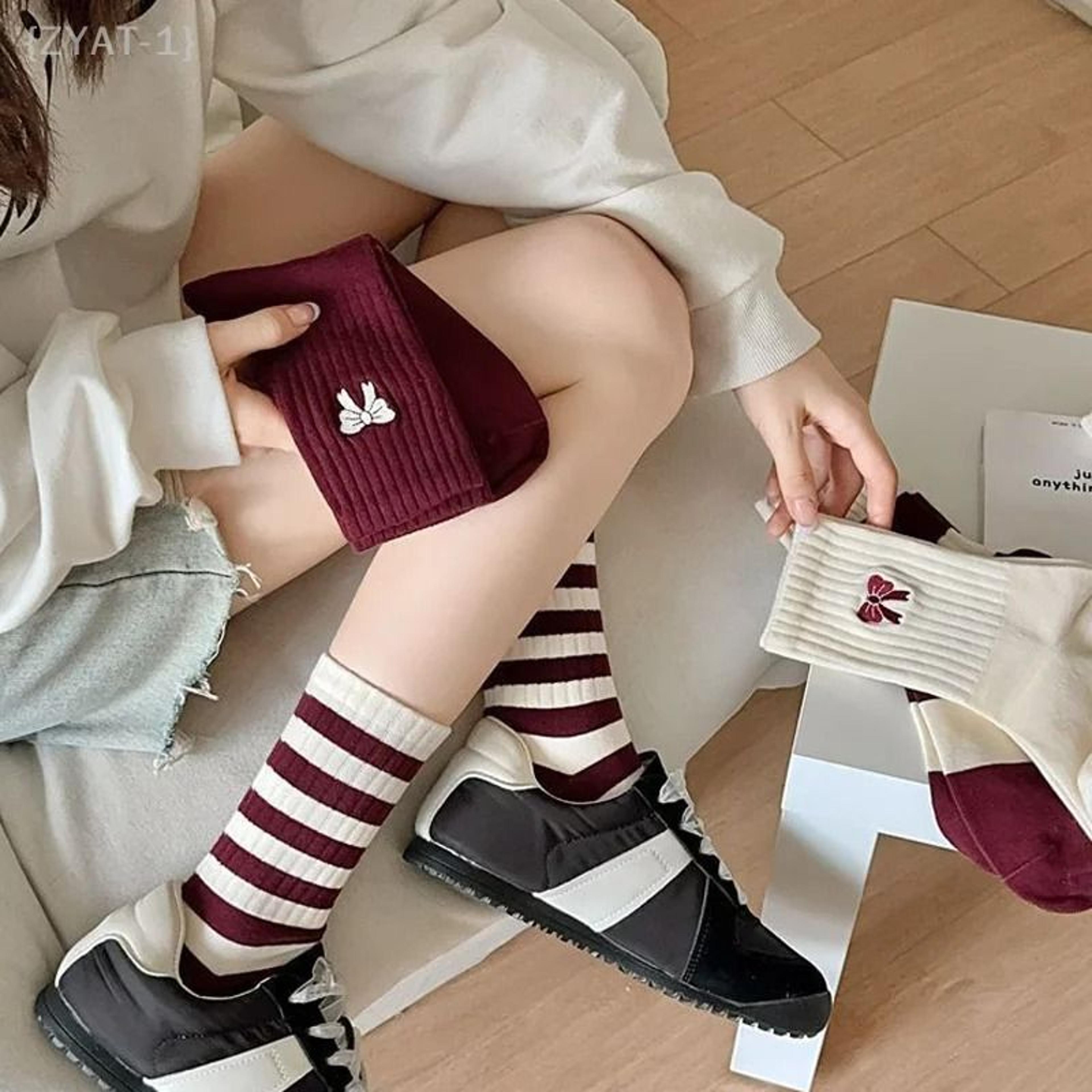 Cotton Knitted Warm Mid Calf Socks For Women 1
