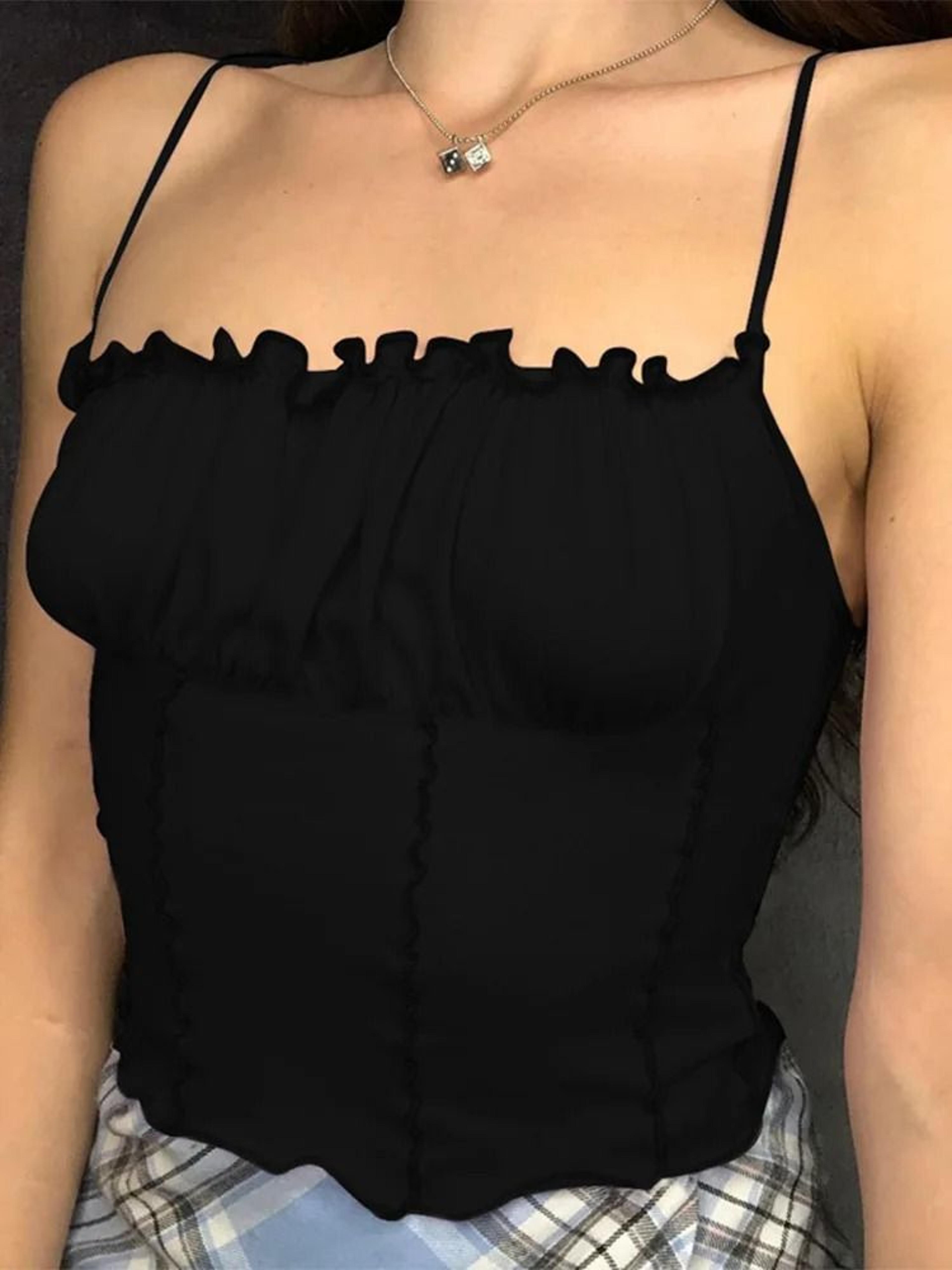 Ruffled Strapless Slim Crop Tank Top For Women 3