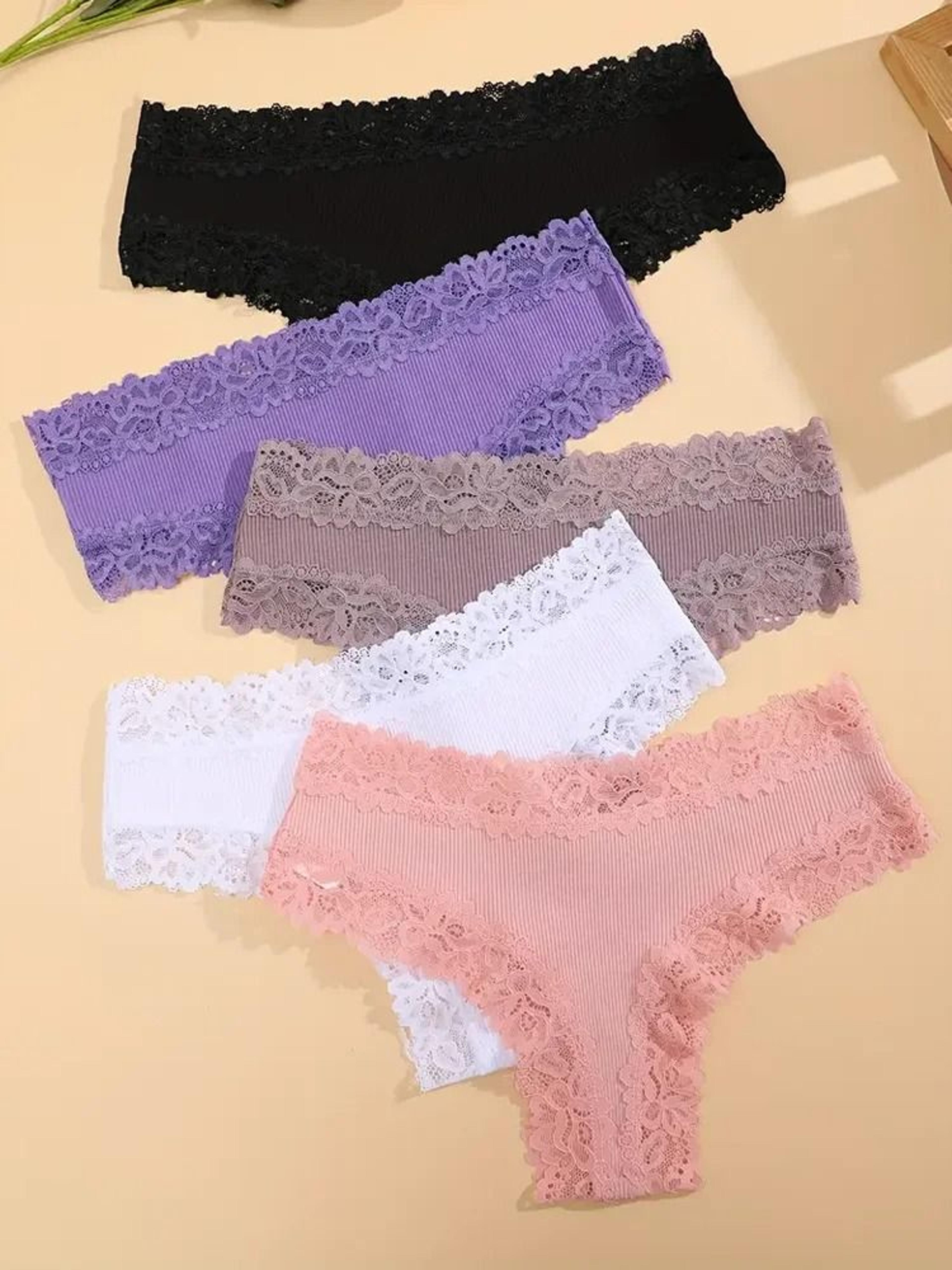 Cotton Floral Lace Patchwork Panties Set For Women 10