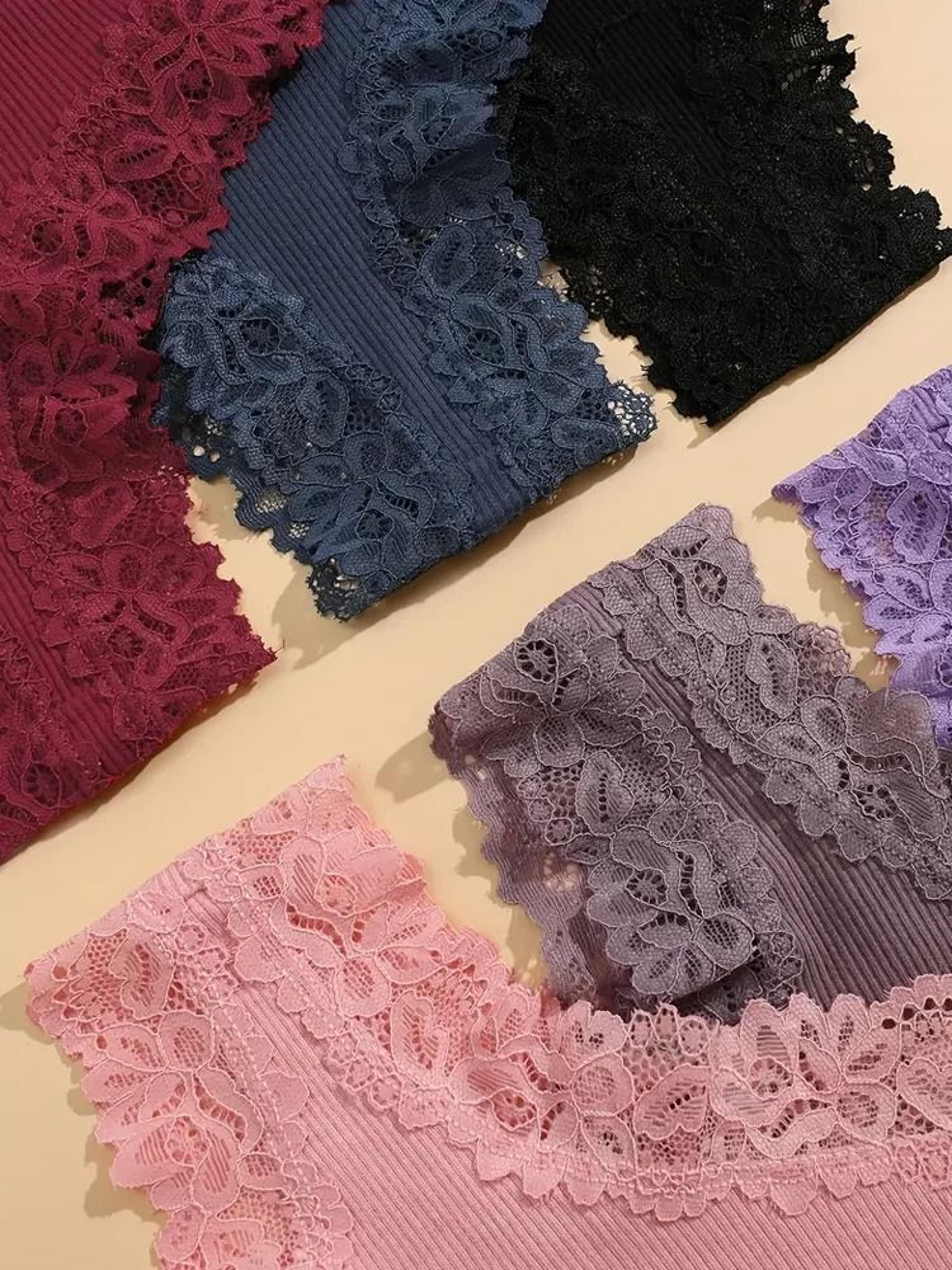 Cotton Floral Lace Patchwork Panties Set For Women 3