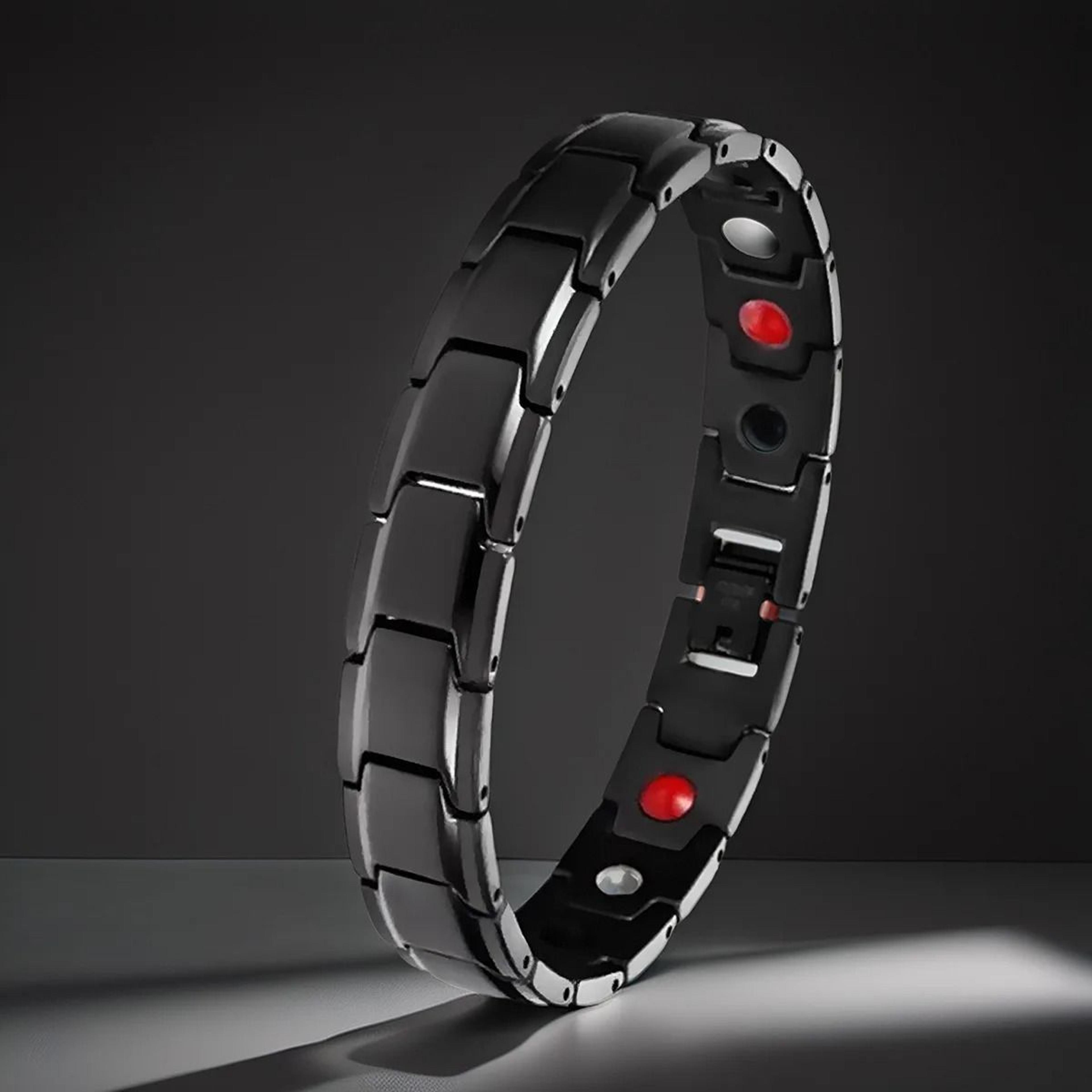 men magnetic stainless steel bracelet for casual wear and wellness support