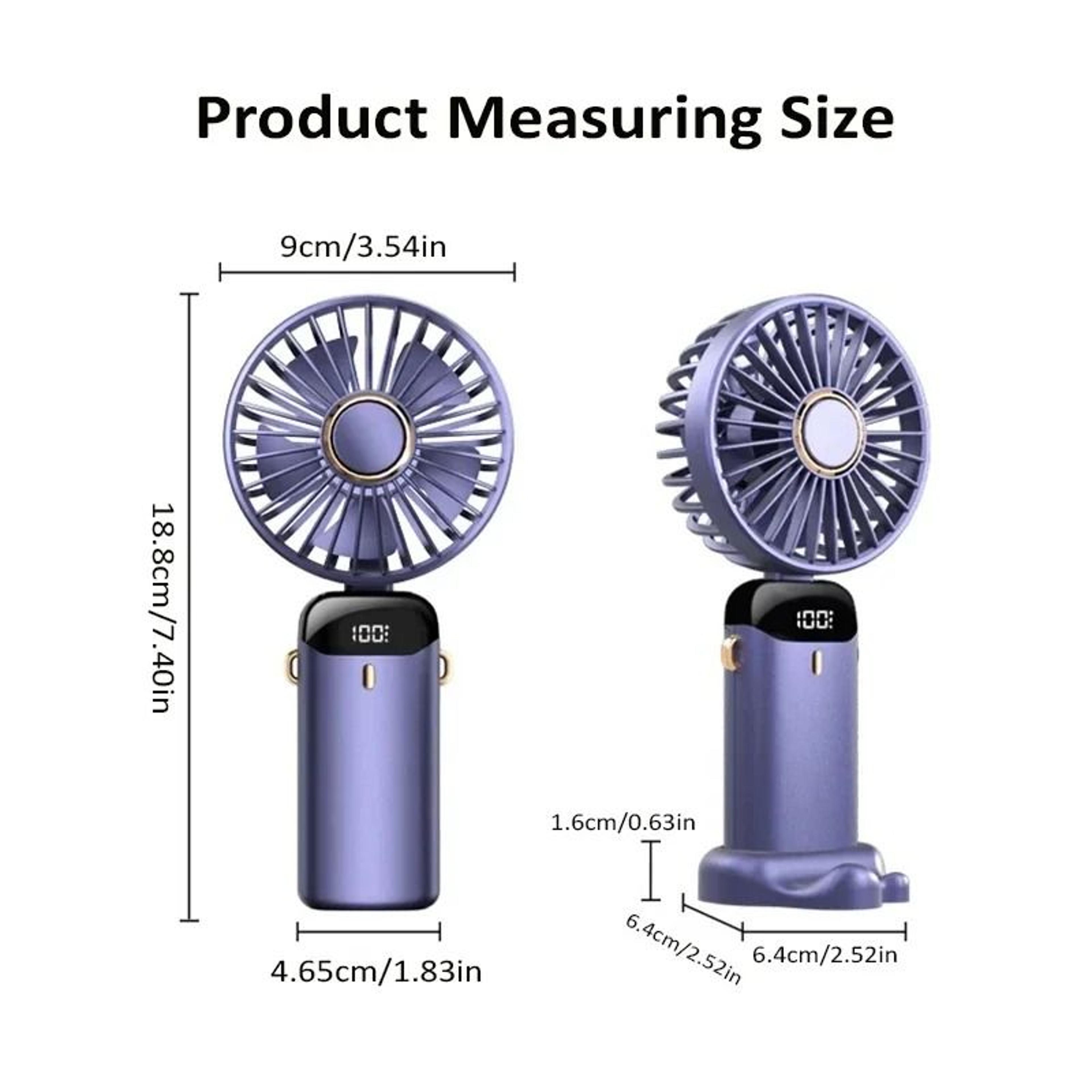 Handheld Mini Fan Foldable Portable Neck Hanging Rechargeable Fan With Display 5