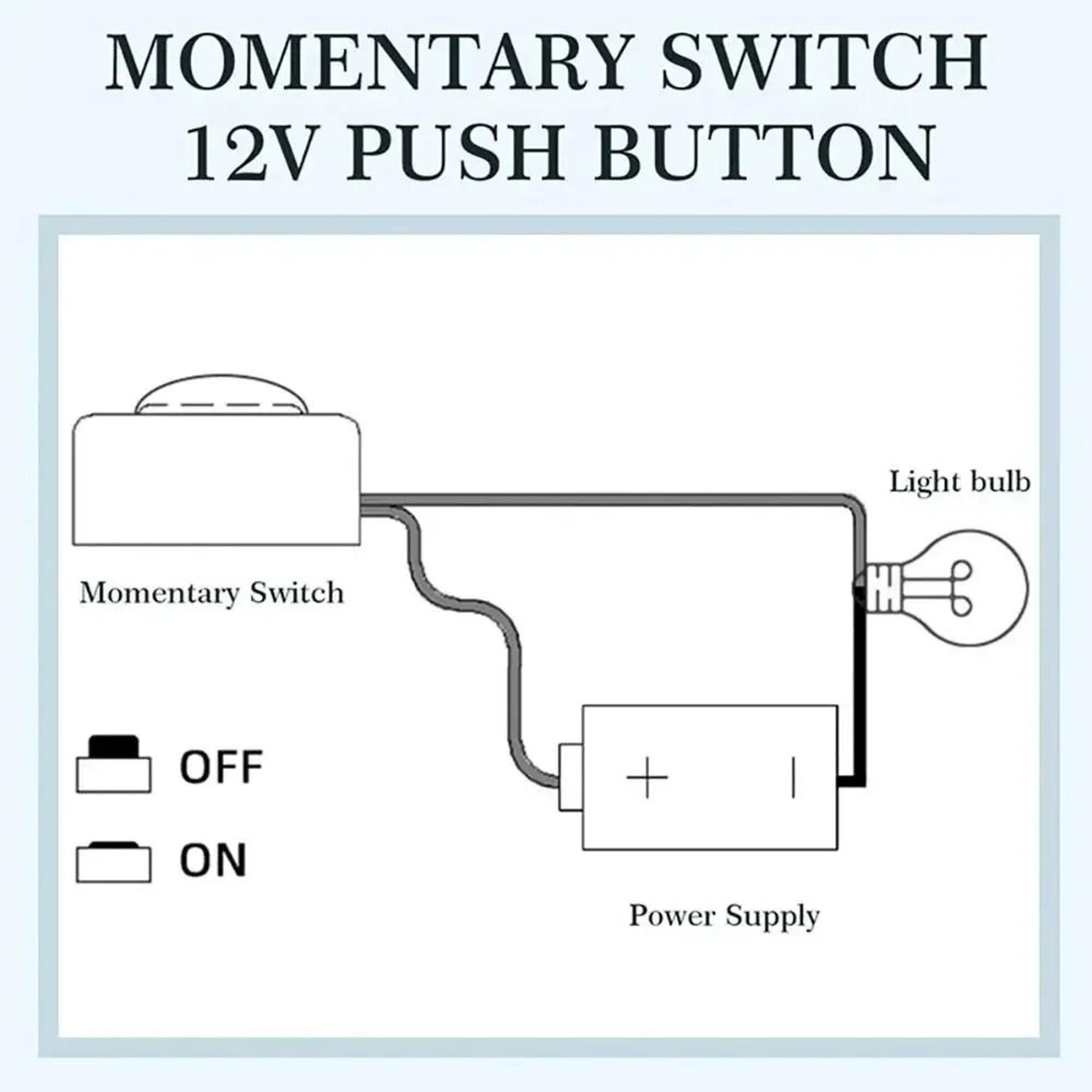 Momentary Push Button On Off Switch Black Plastic Surface Mount 5