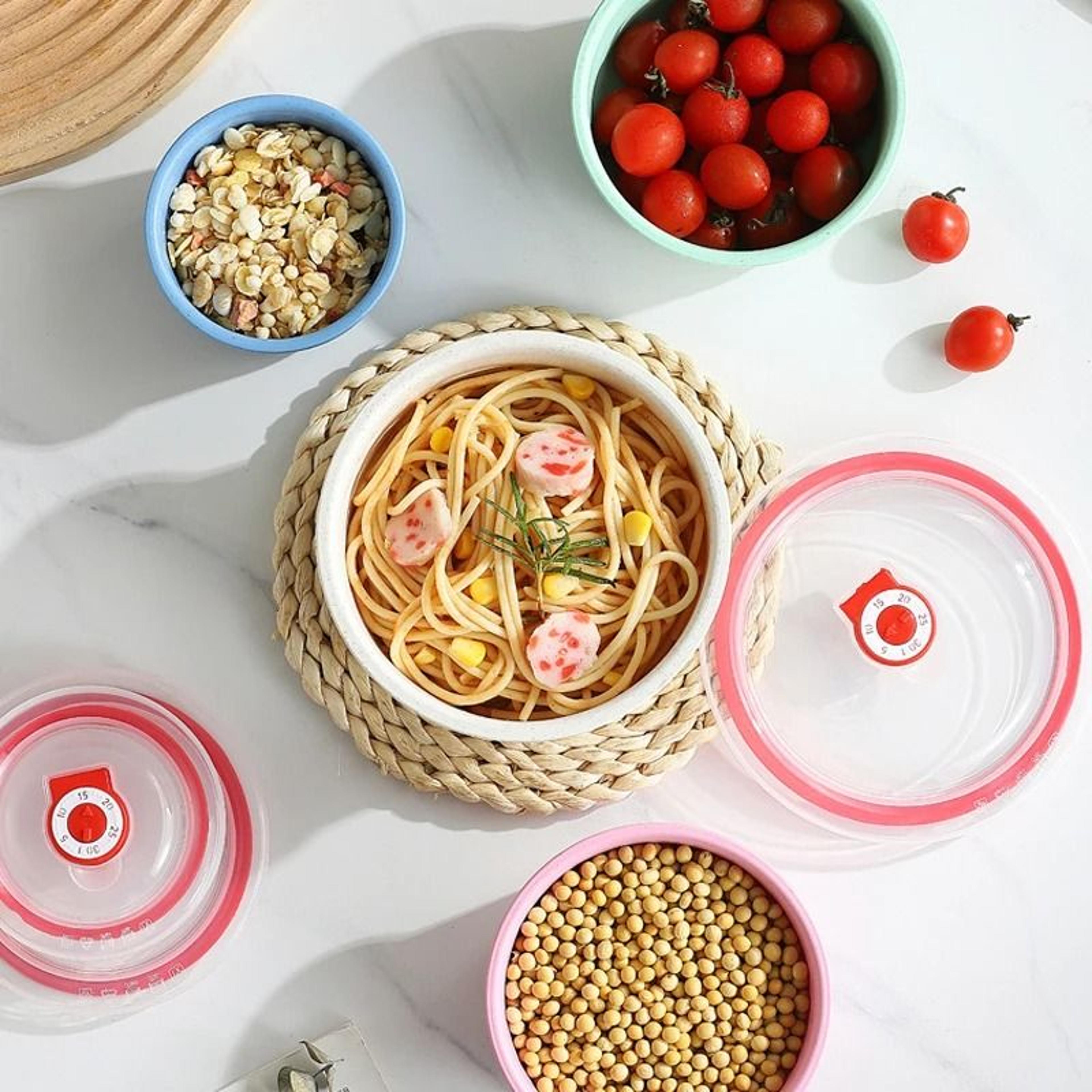 Wheat Straw Fresh Keeping Bowl Set With Lids Microwave Safe Round Storage Containers 4