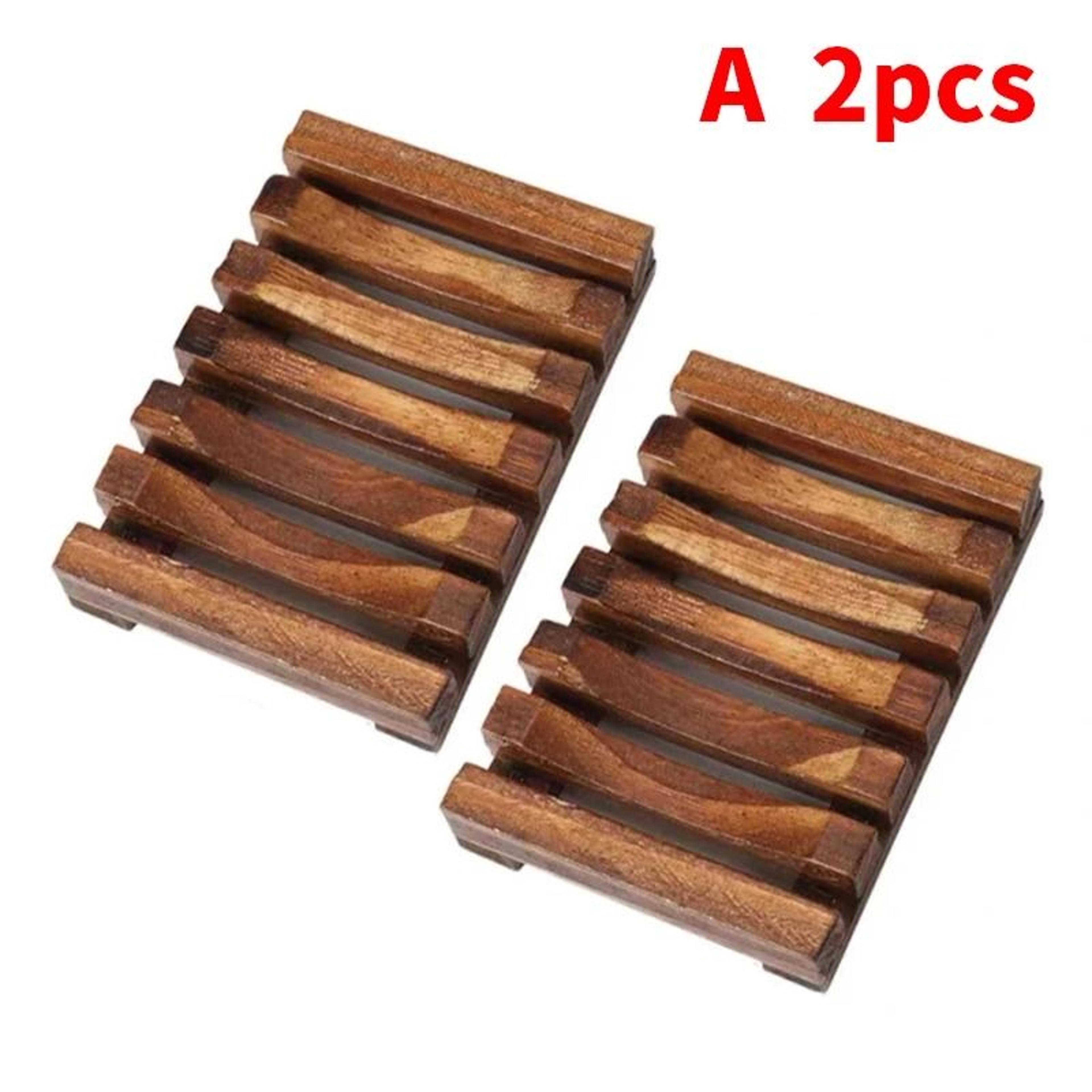 Natural Wooden Bath Soap Holder Mildew Resistant Drain Tray 6