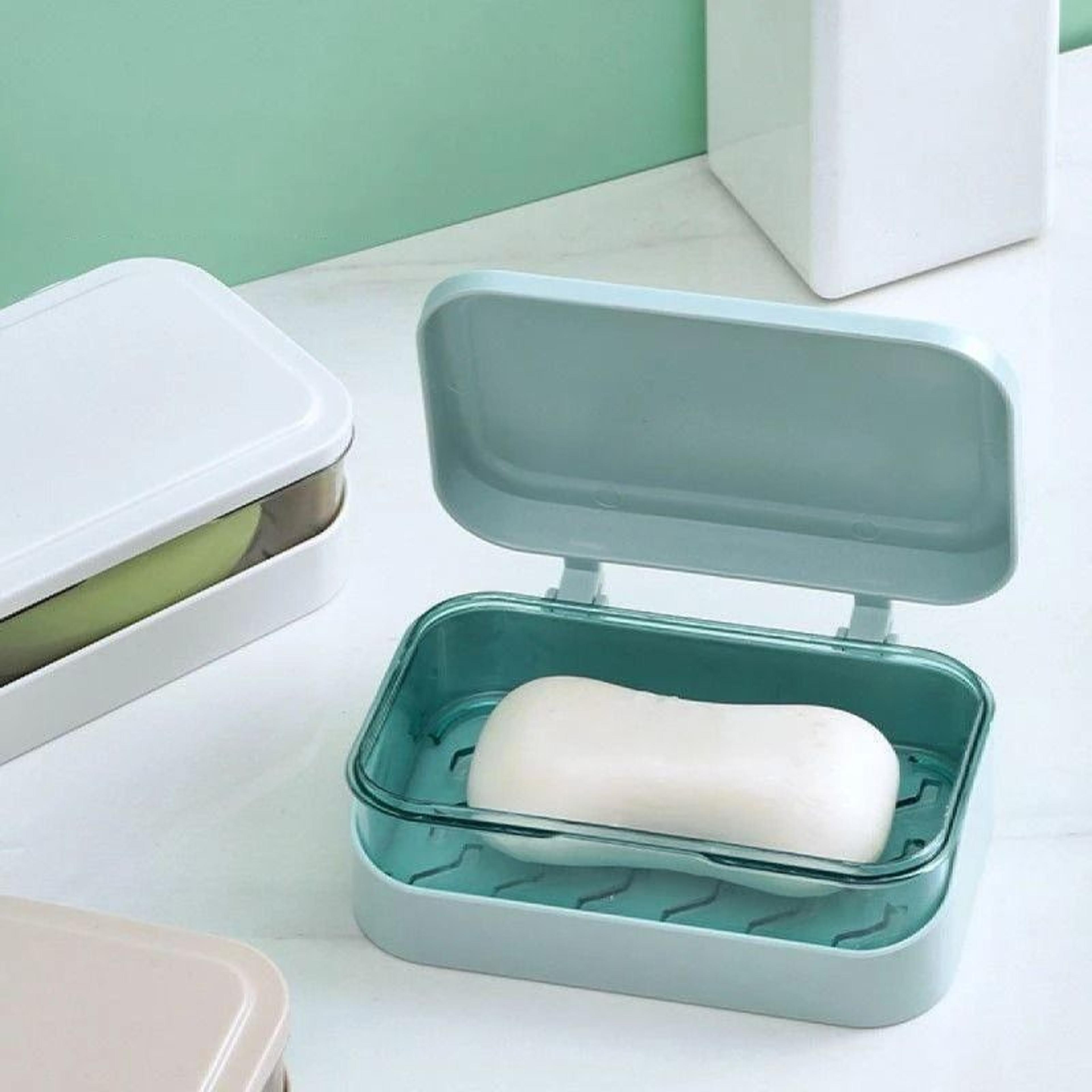 Bathroom Soap Dish With Lid Plastic Portable Soap Box Travel Storage Container 0
