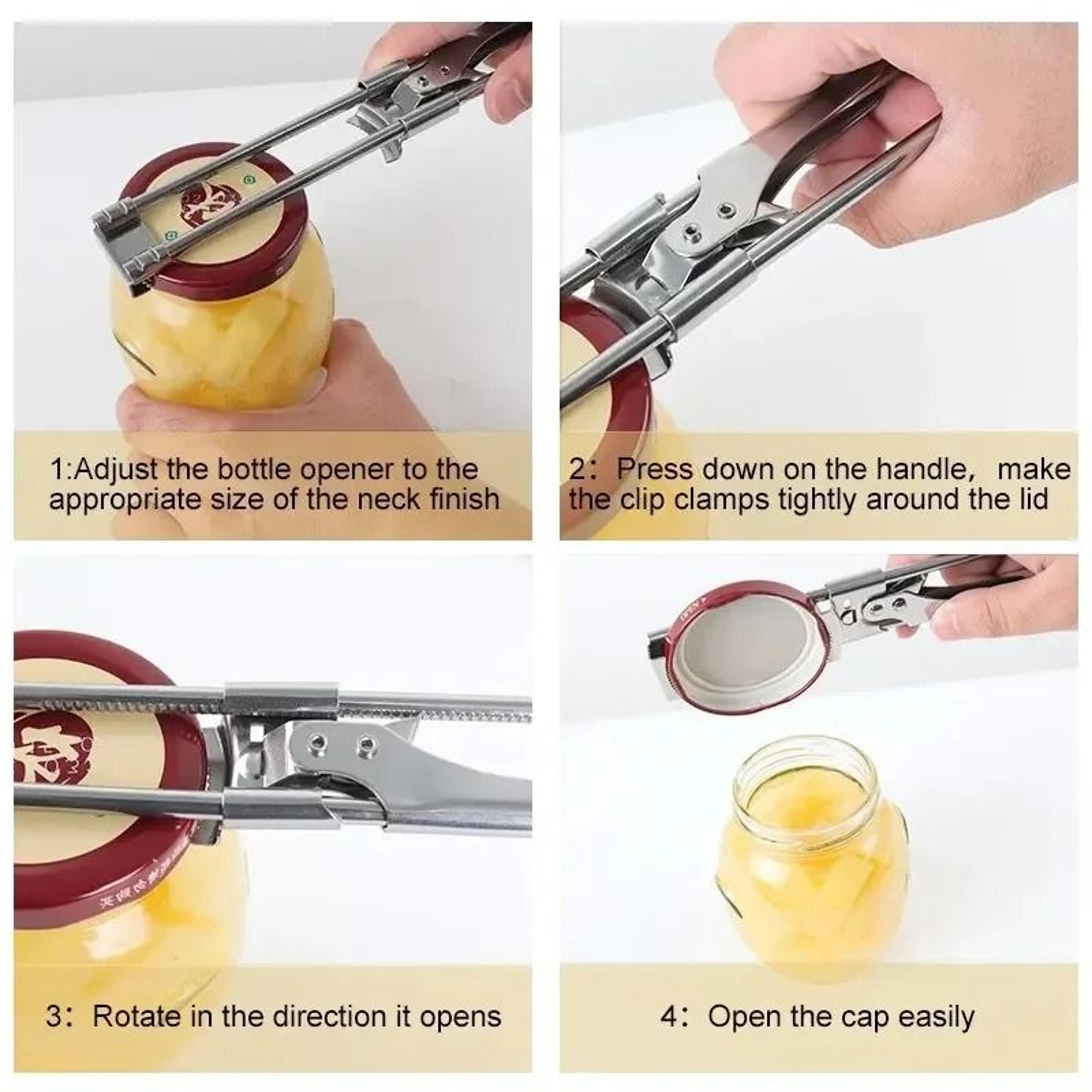 Non Slip Stainless Steel Can Opener Adjustable Bottle Opener 4