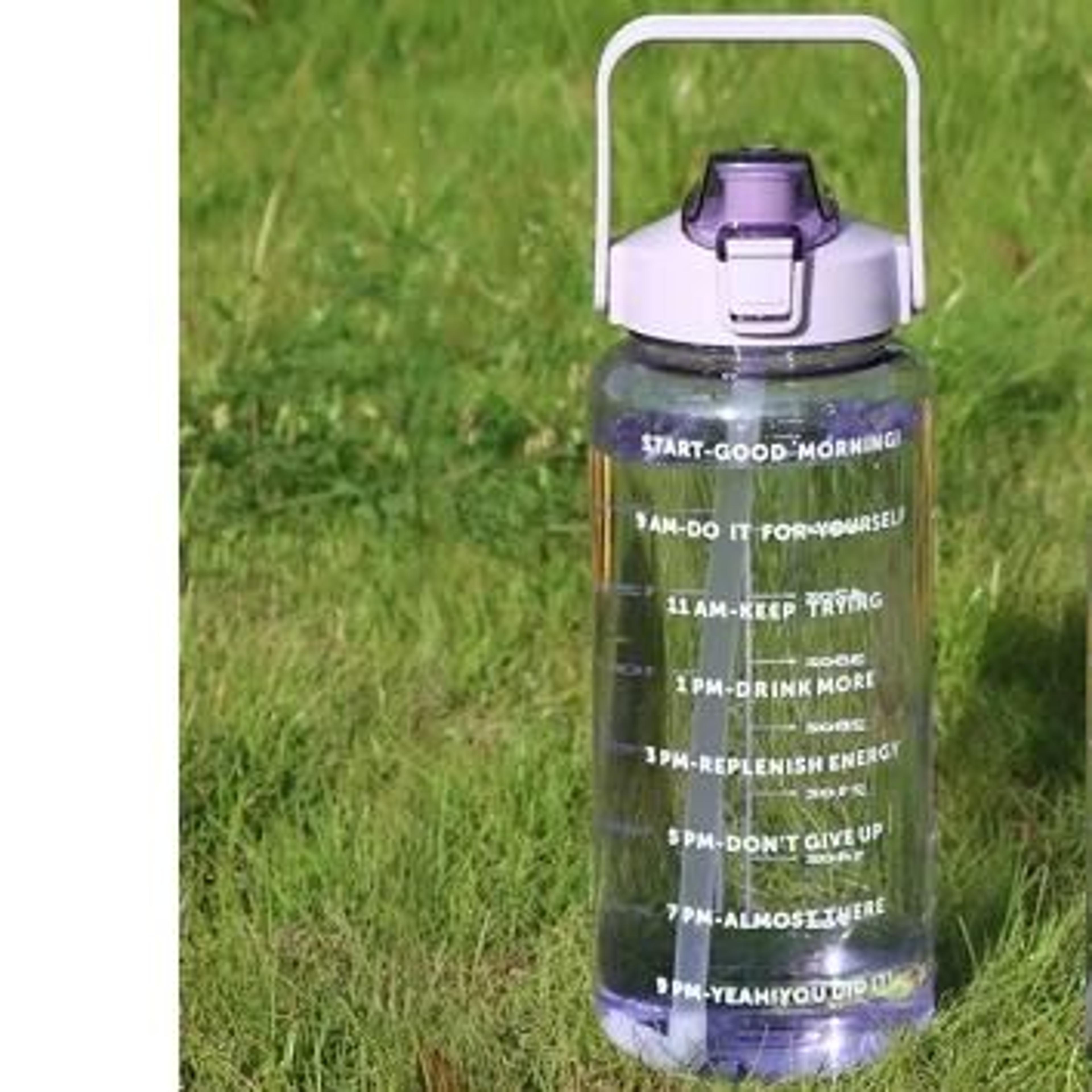 Portable Water Bottle With Straw And Time Marker Large Capacity 2 Liter Sports Drink Bottle 16