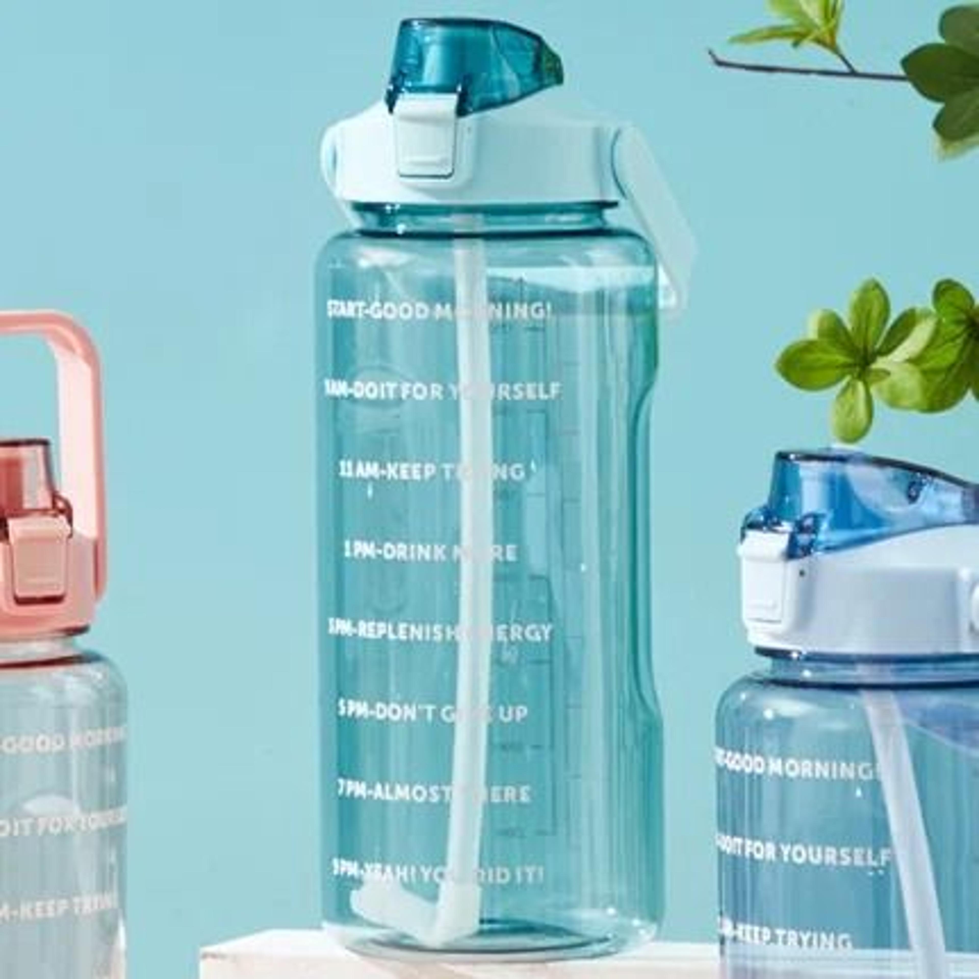 Portable Water Bottle With Straw And Time Marker Large Capacity 2 Liter Sports Drink Bottle 8