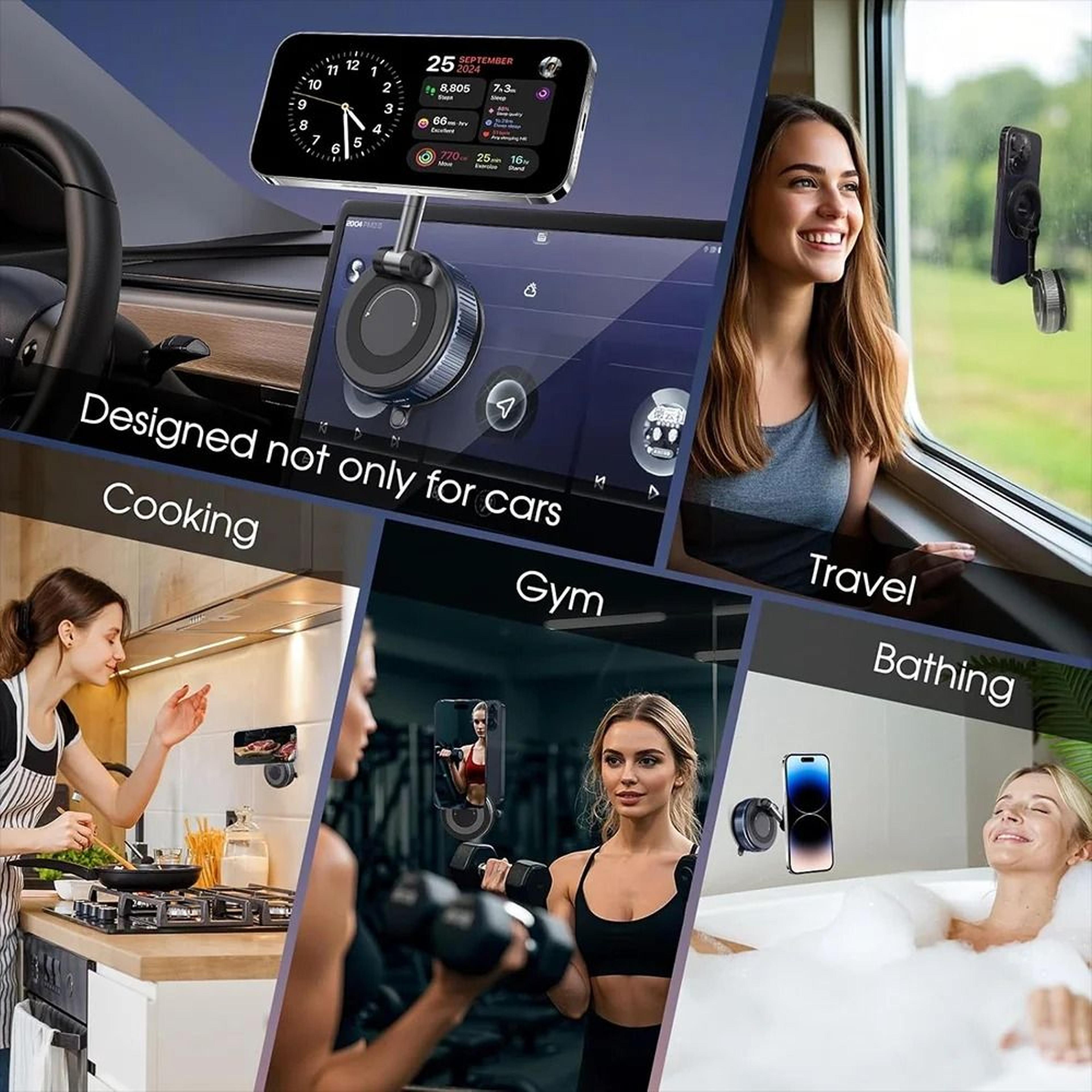Foldable Vacuum Magnetic Phone Holder With Strong Grip And 360 Degree Rotation For Hands Free Use O 5