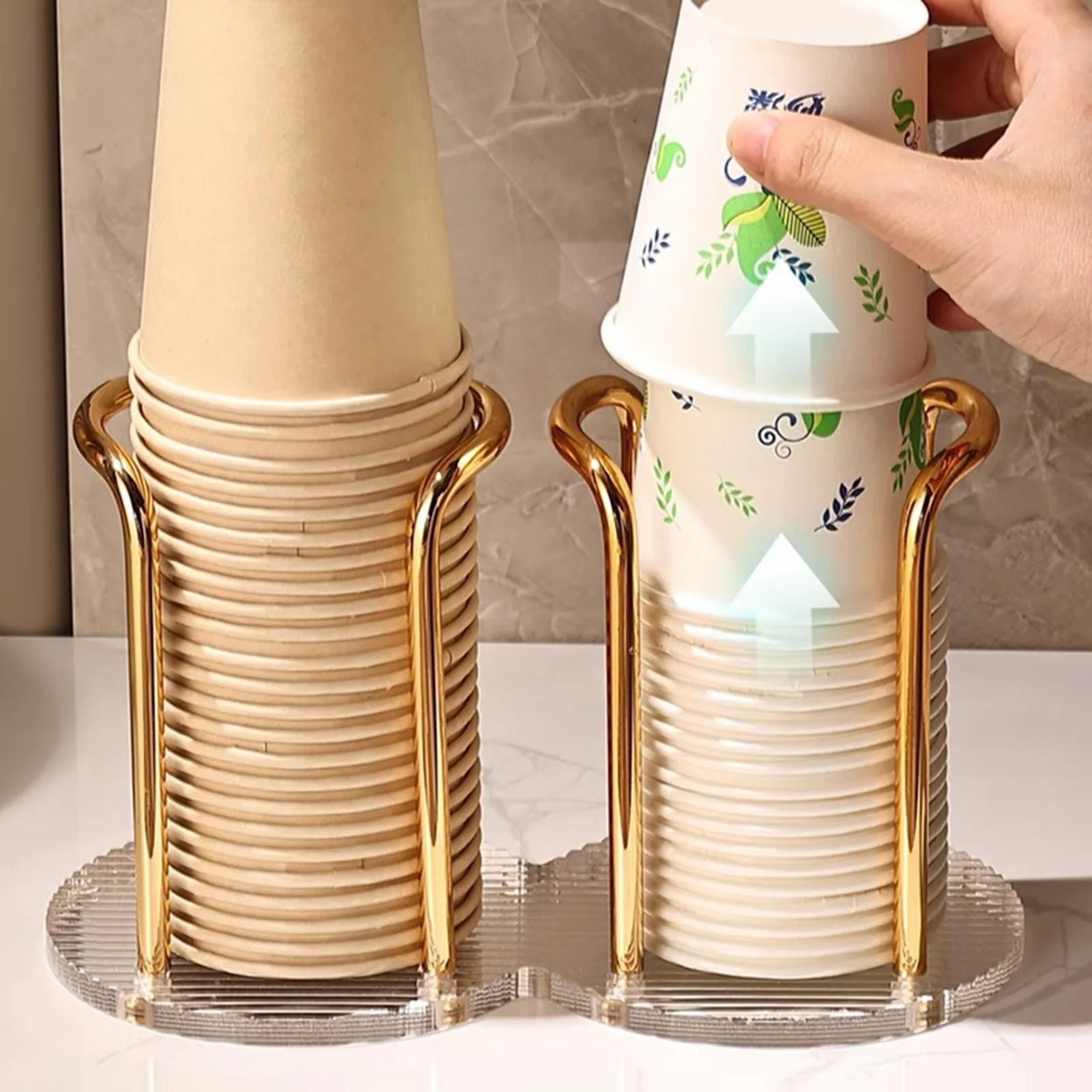 Home Storage Rack Luxury Disposable Cup Storage Rack Water Tea Cup Dispenser Rack 4